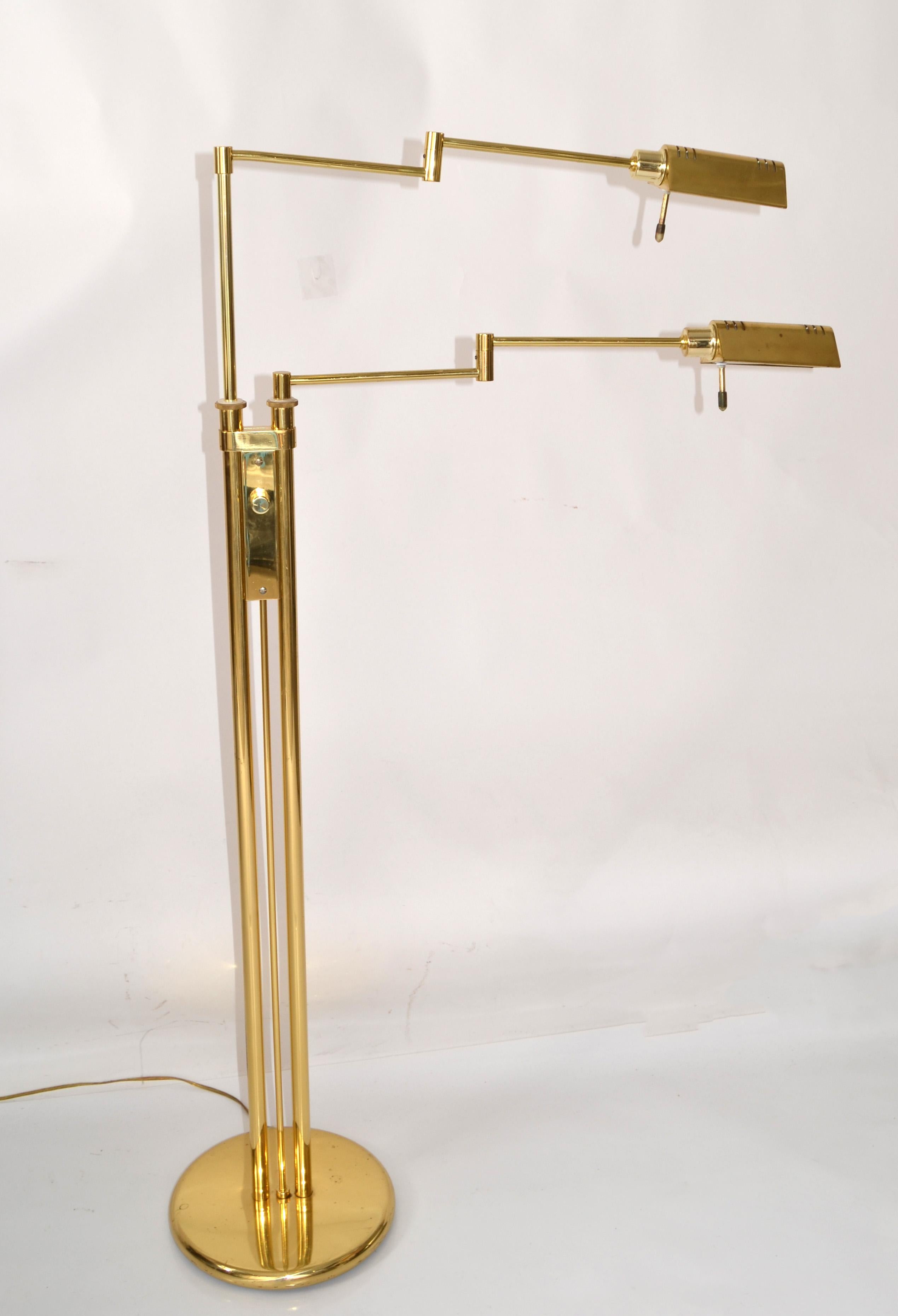 Brass Holtkoetter Leuchten Two Arm Swing Floor Lamp Mid-Century Modern Marked For Sale 5