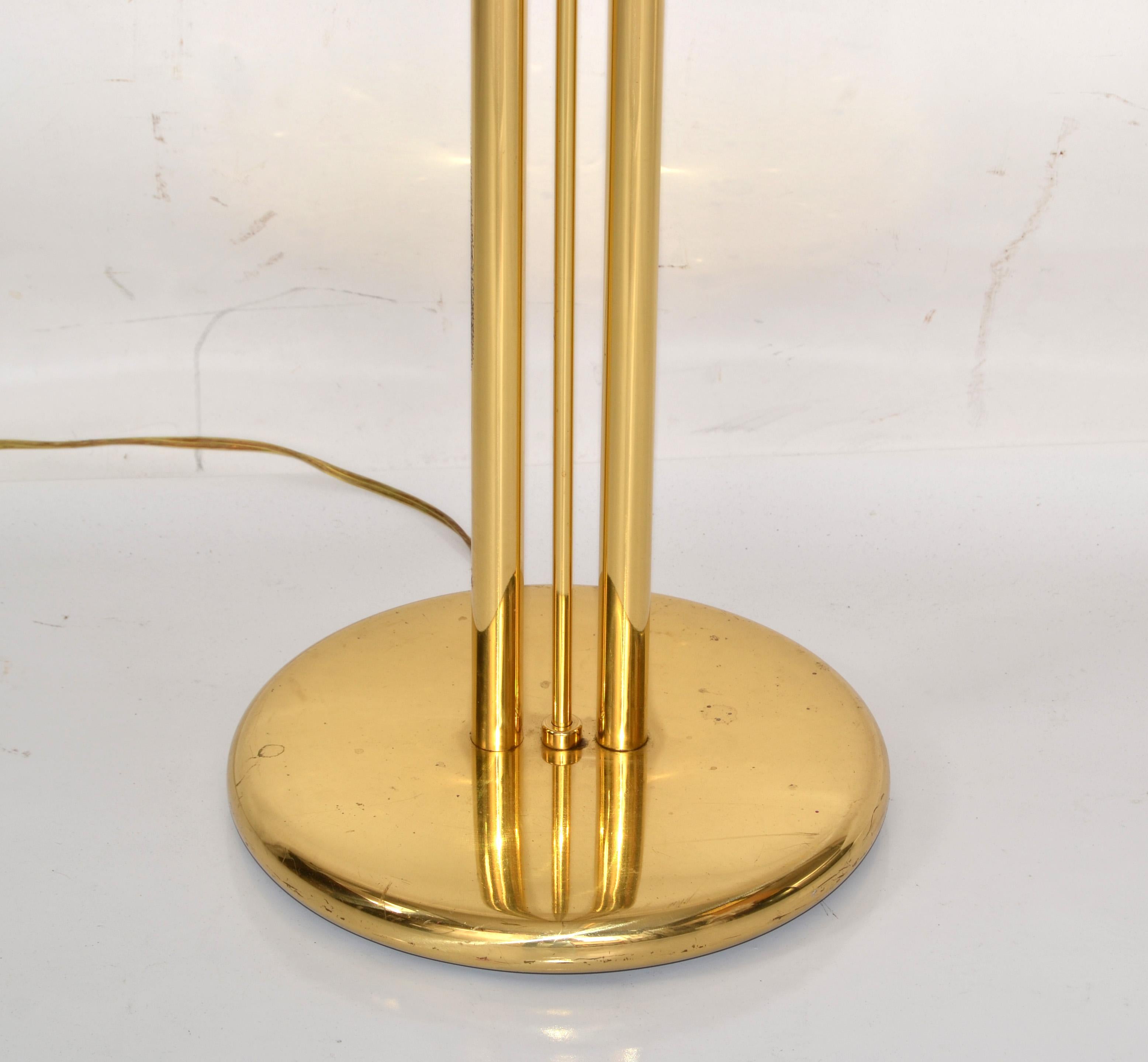 20th Century Brass Holtkoetter Leuchten Two Arm Swing Floor Lamp Mid-Century Modern Marked For Sale