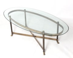 Brass Hoofed Coffee Table in the Manner of Maison Jansen 17"h x 51.75"w x 25.75"