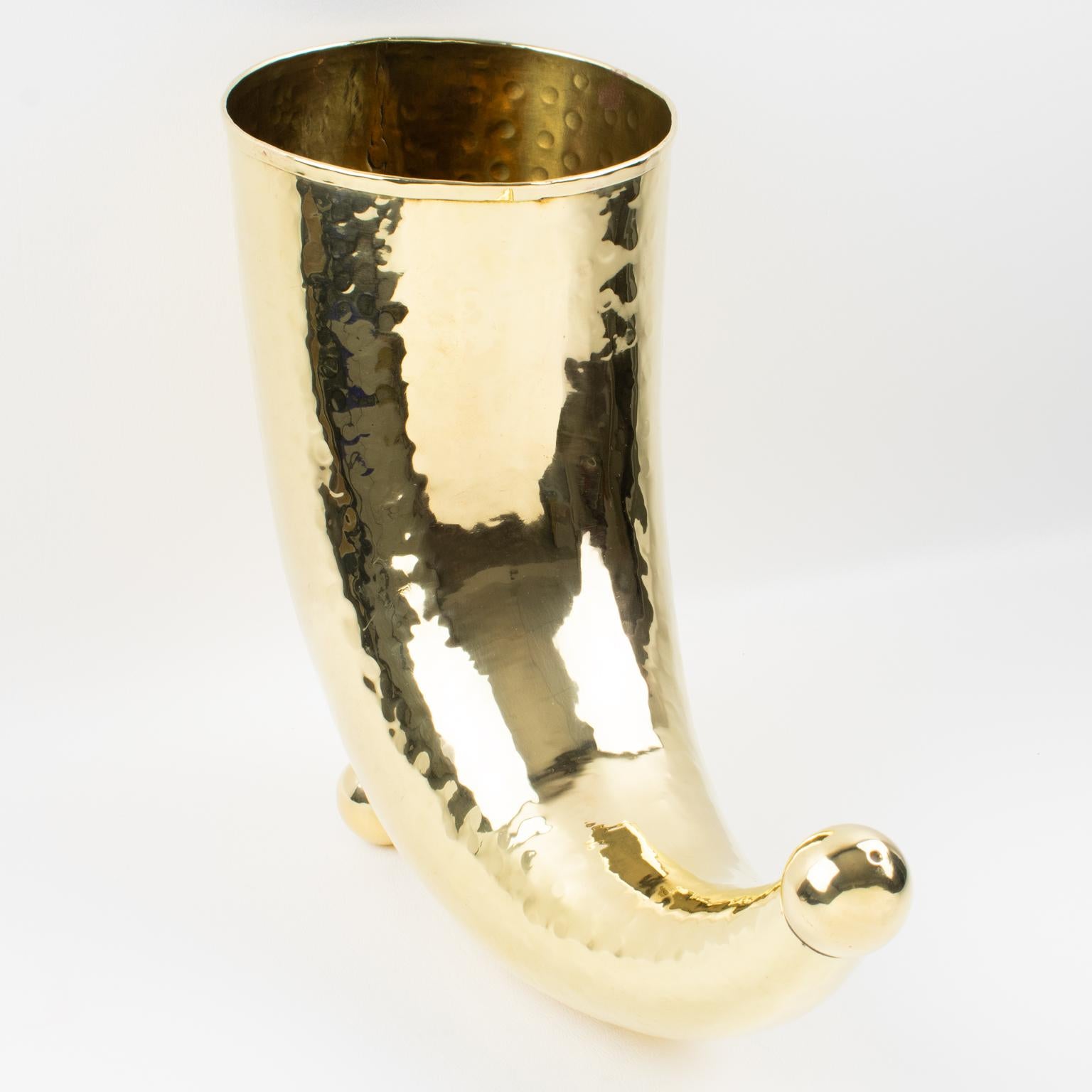 Brass Horn of Plenty Wine Champagne Cooler Bottle Holder Vase For Sale 4