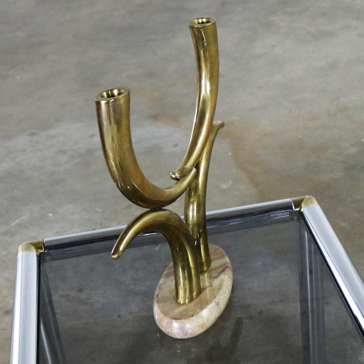 brass horn candle holder