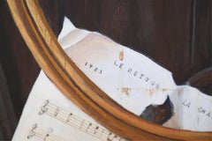 Brass Horn, Sword, and Antler Still Life Painting on Wood