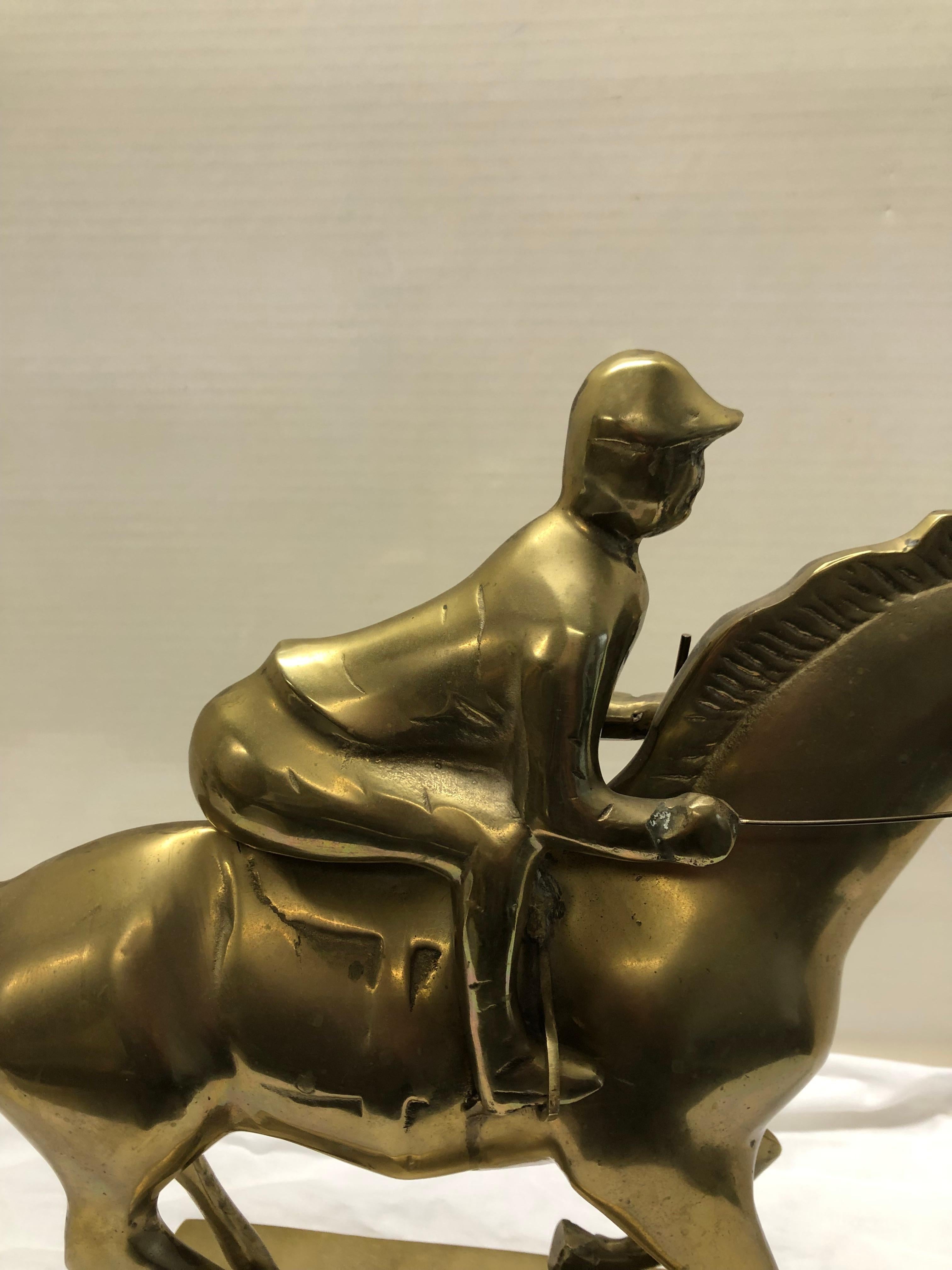 Brass Horse and Jockey Sculpture For Sale 7