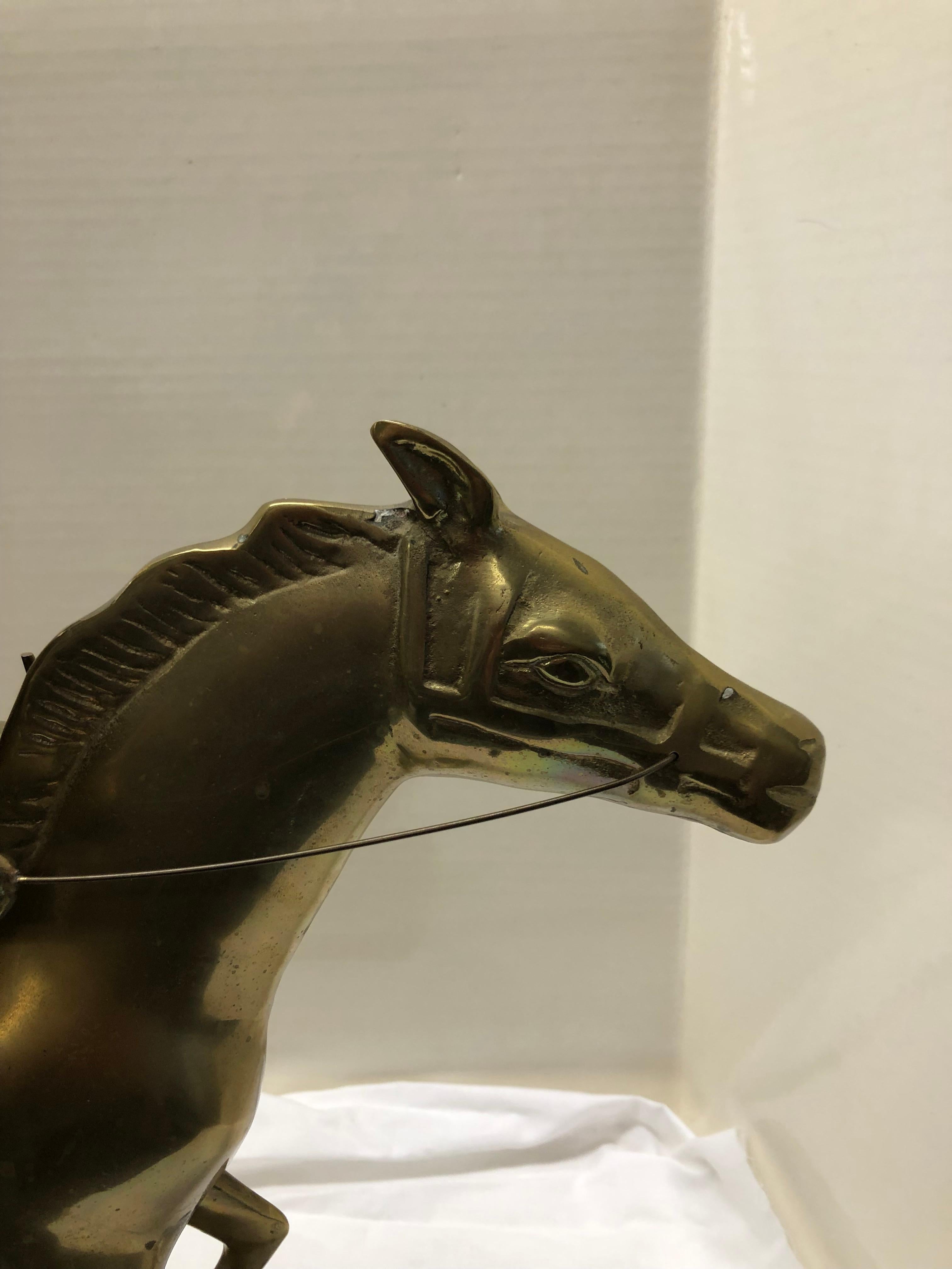 Brass Horse and Jockey Sculpture For Sale 8