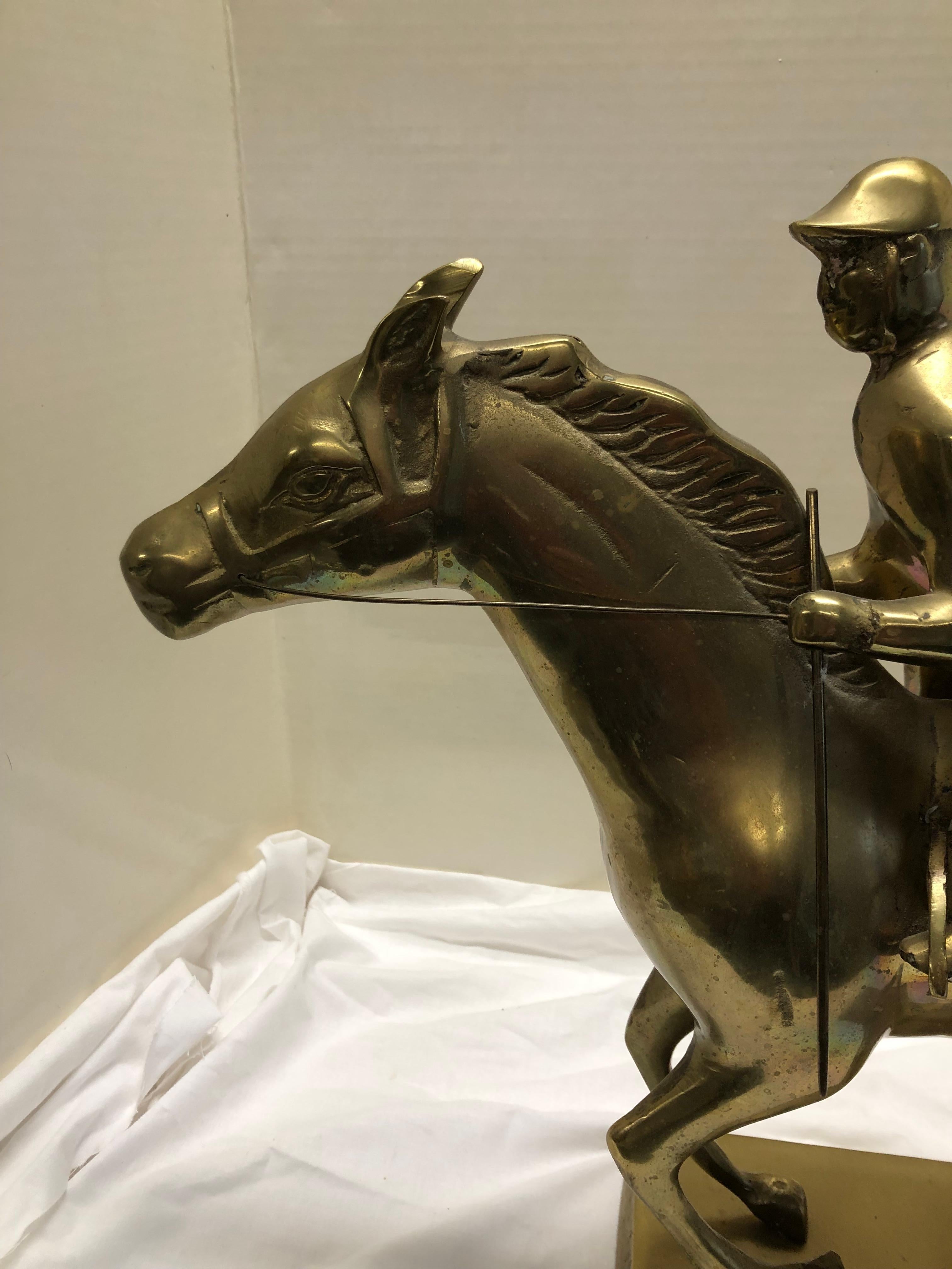 Brass Horse and Jockey Sculpture For Sale 2