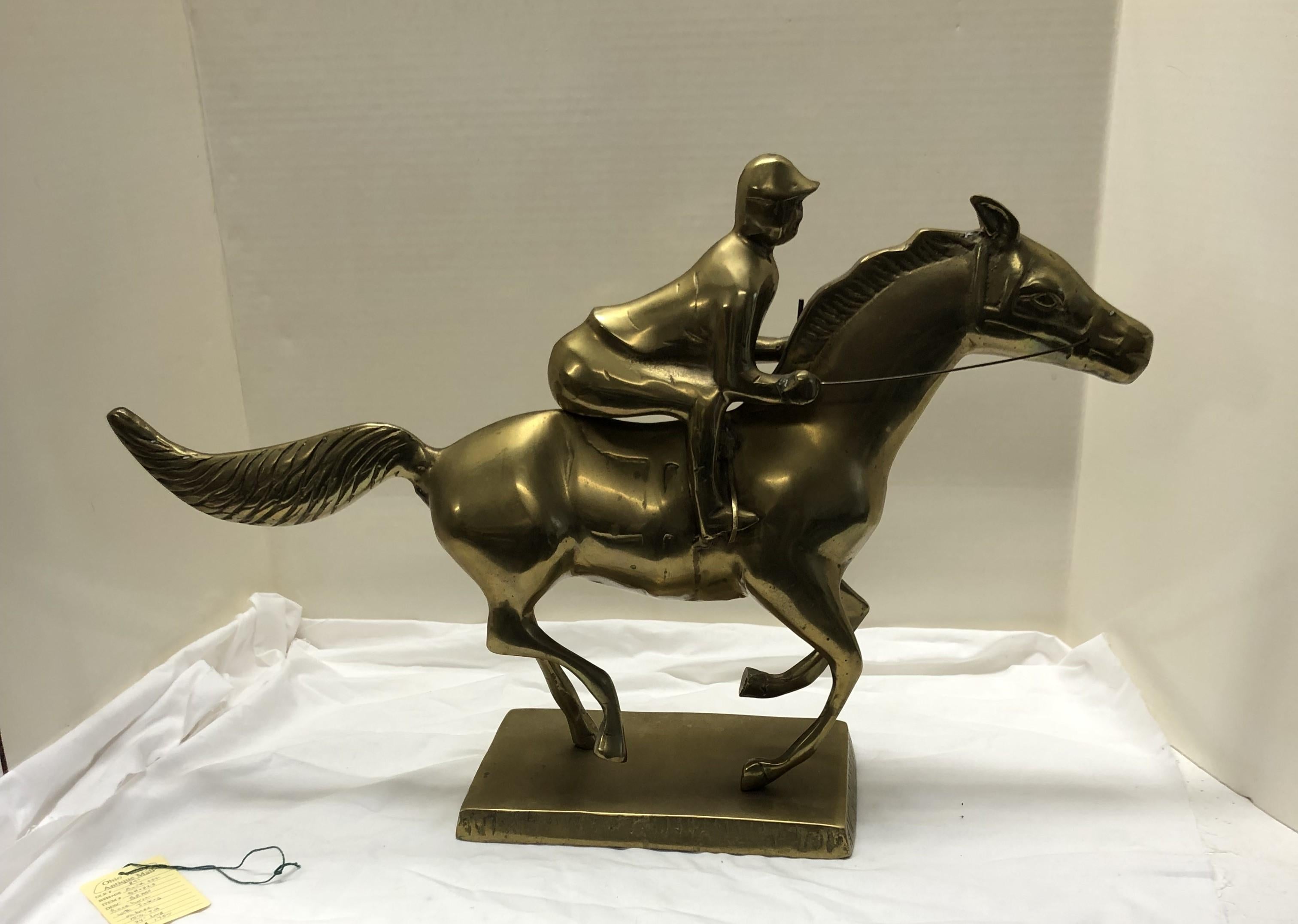 Brass Horse and Jockey Sculpture For Sale 5