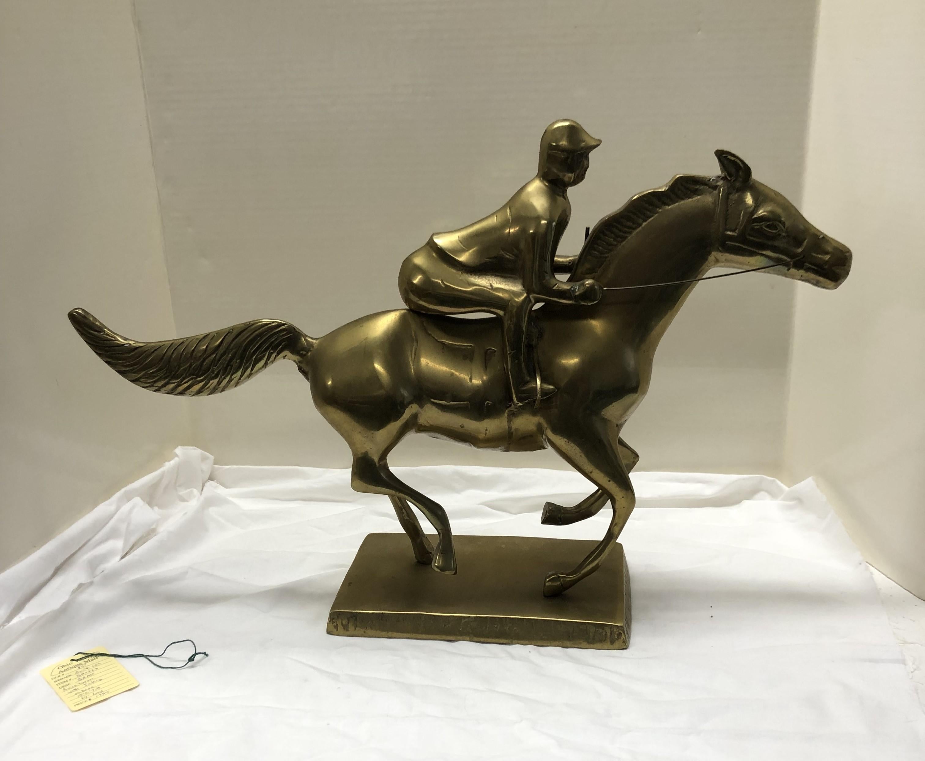 Brass Horse and Jockey Sculpture For Sale 6