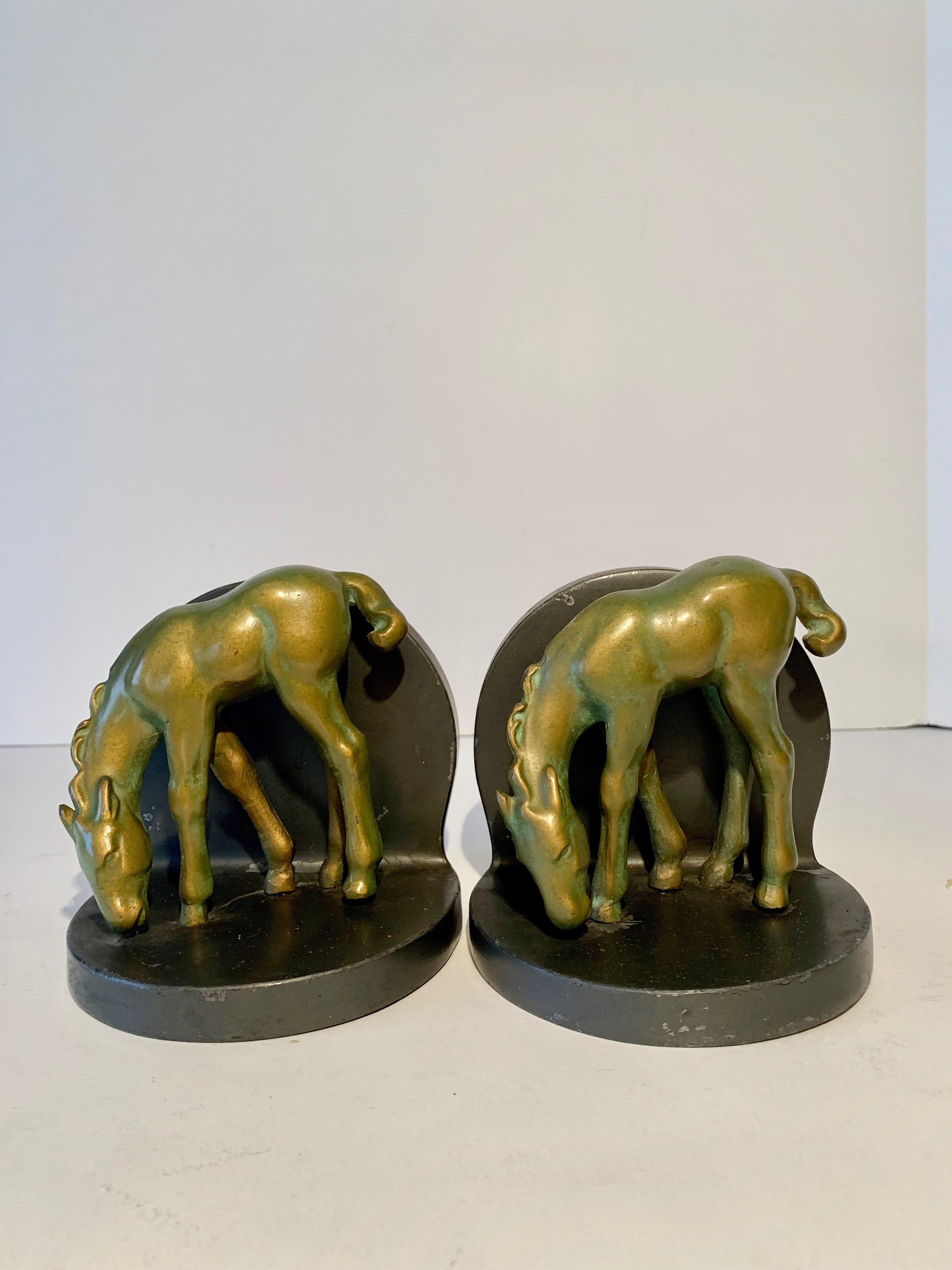 Brass Horse Bookends In Good Condition For Sale In Los Angeles, CA