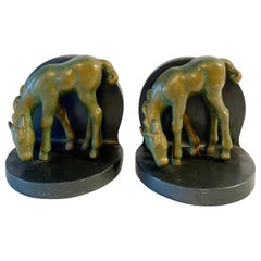 Vintage Brass Horse Bookends