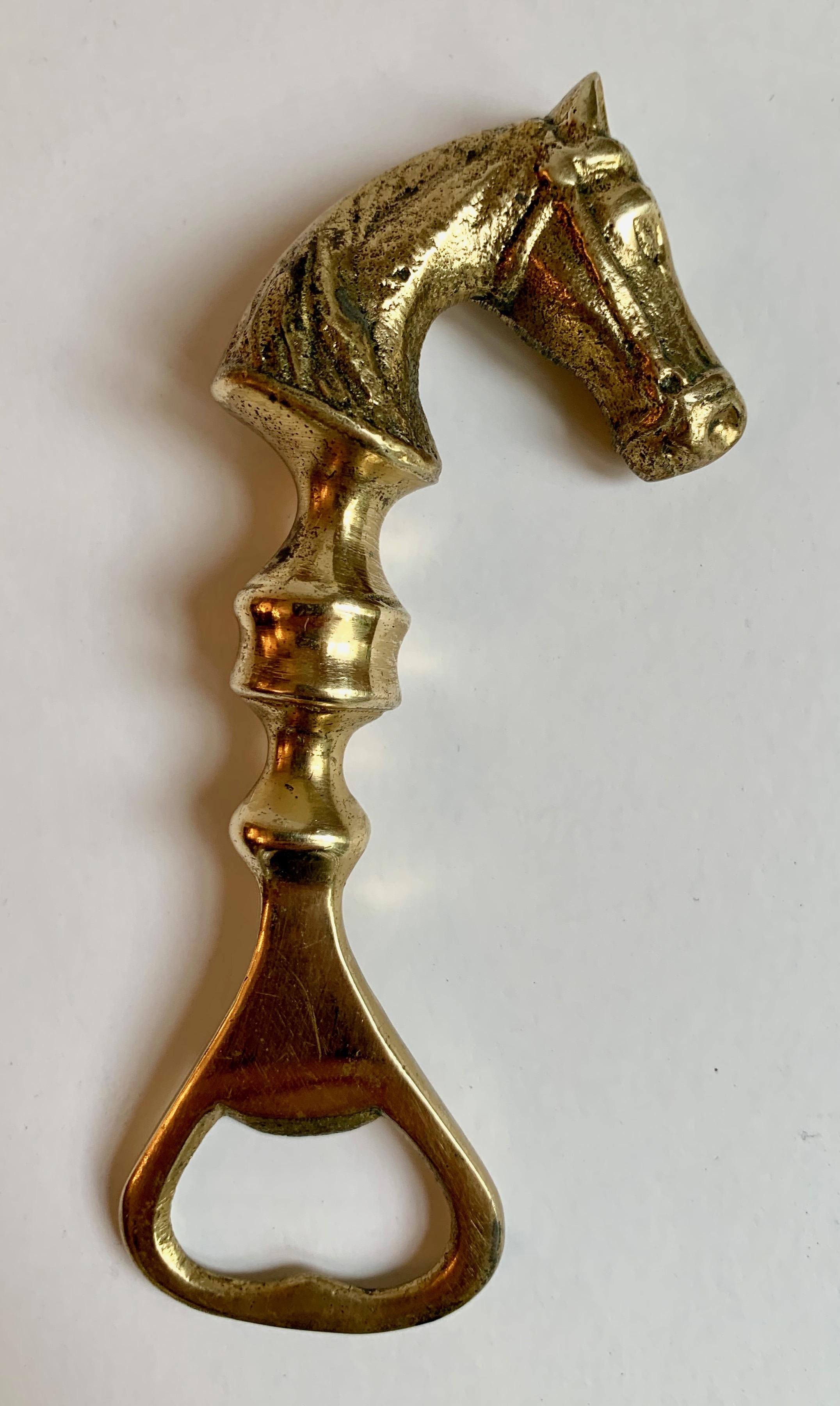 Brass Bottle Opener Horse Head Horseshoe Pattern Unique Collectible Functional 