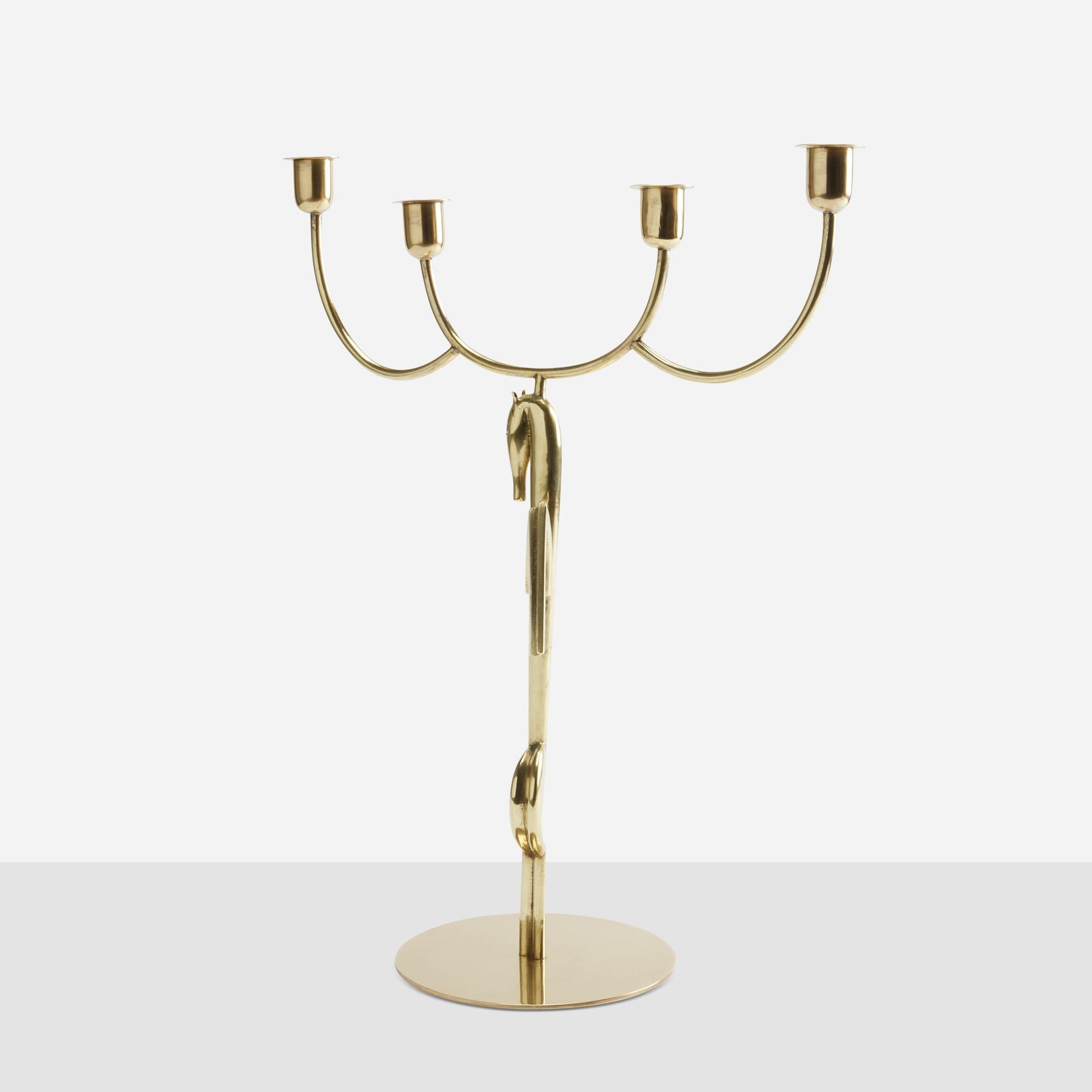 Moderno Candelabro a cavallo in ottone di Franz Hagenauer in vendita