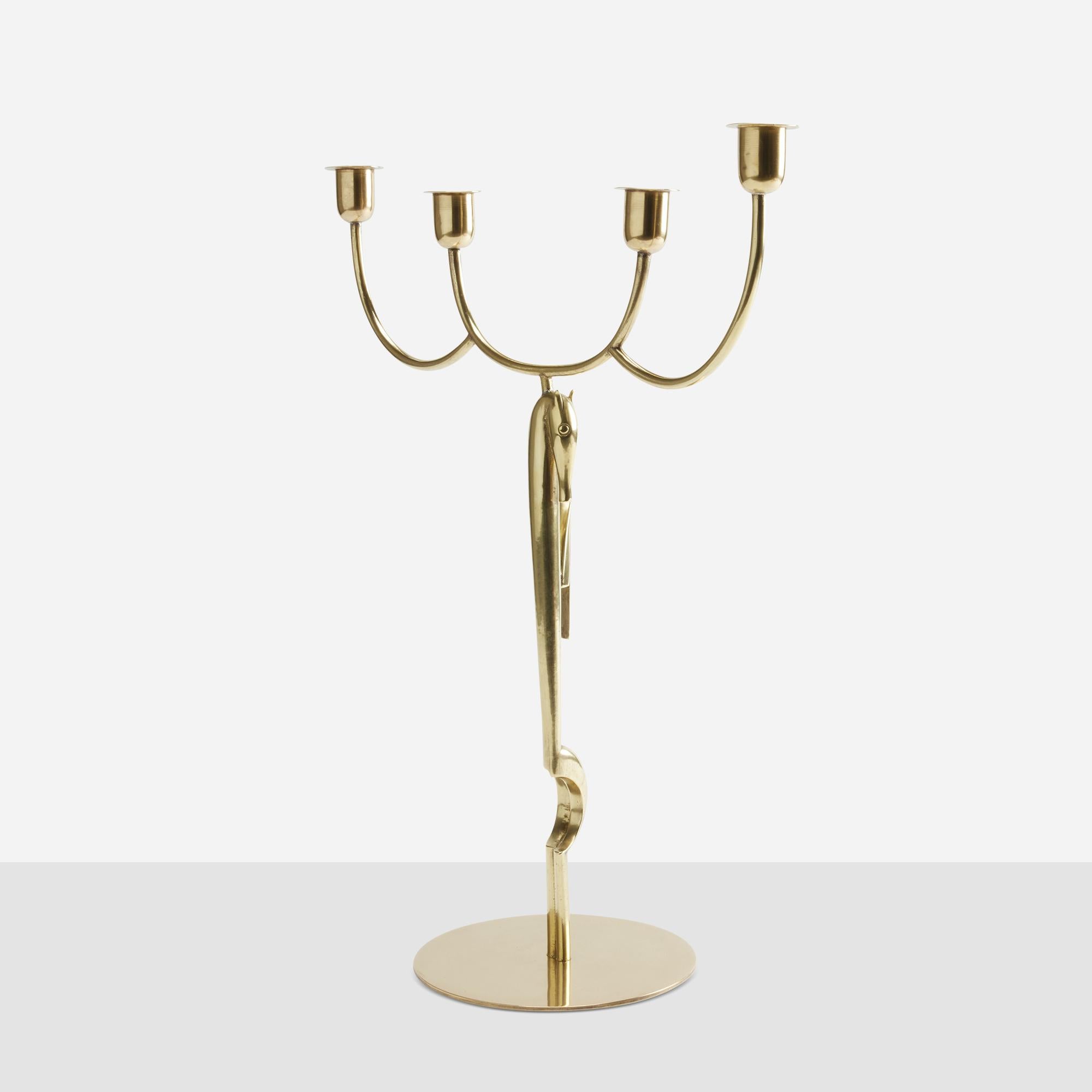 Inizio XX secolo Candelabro a cavallo in ottone di Franz Hagenauer in vendita