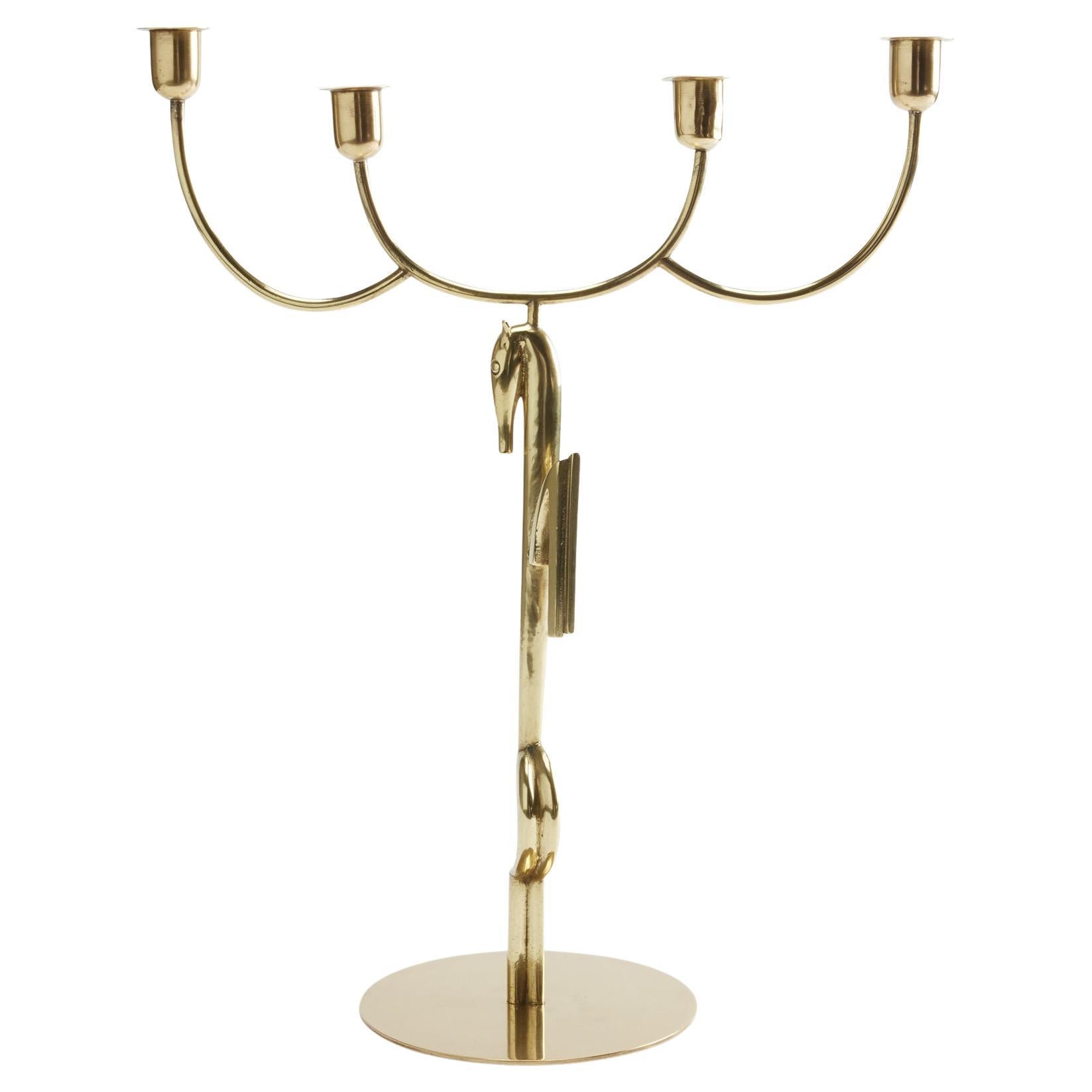 Candelabro a cavallo in ottone di Franz Hagenauer in vendita