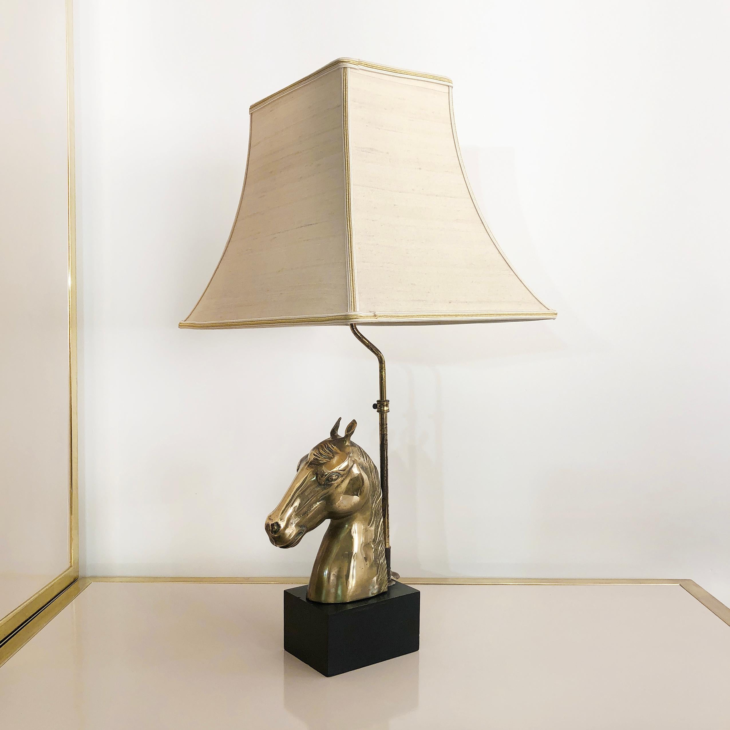 Brass Horse Chinoiserie Table Lamp 1970s Hollywood Regency Midcentury Antique For Sale 5