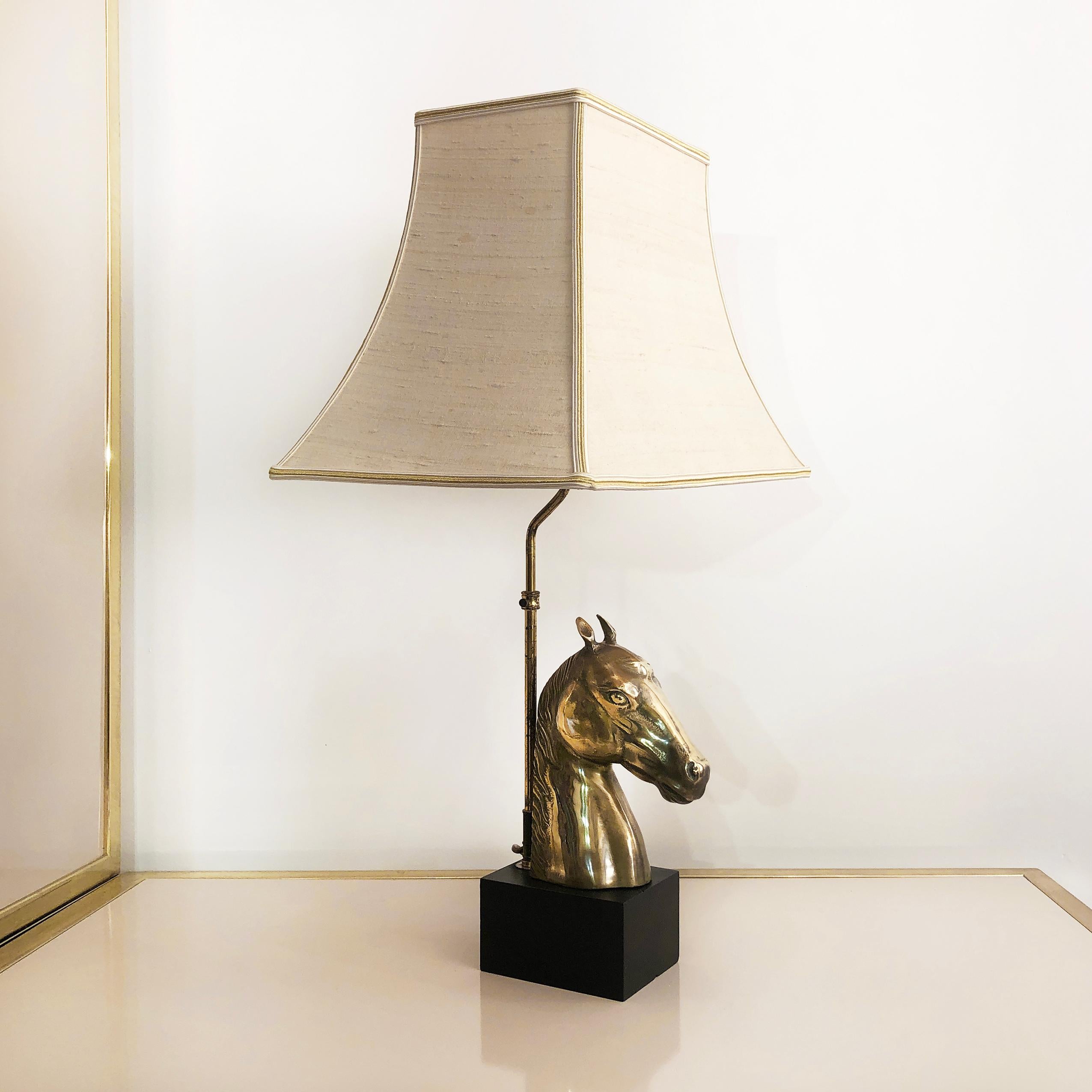 Brass Horse Chinoiserie Table Lamp 1970s Hollywood Regency Midcentury Antique For Sale 1