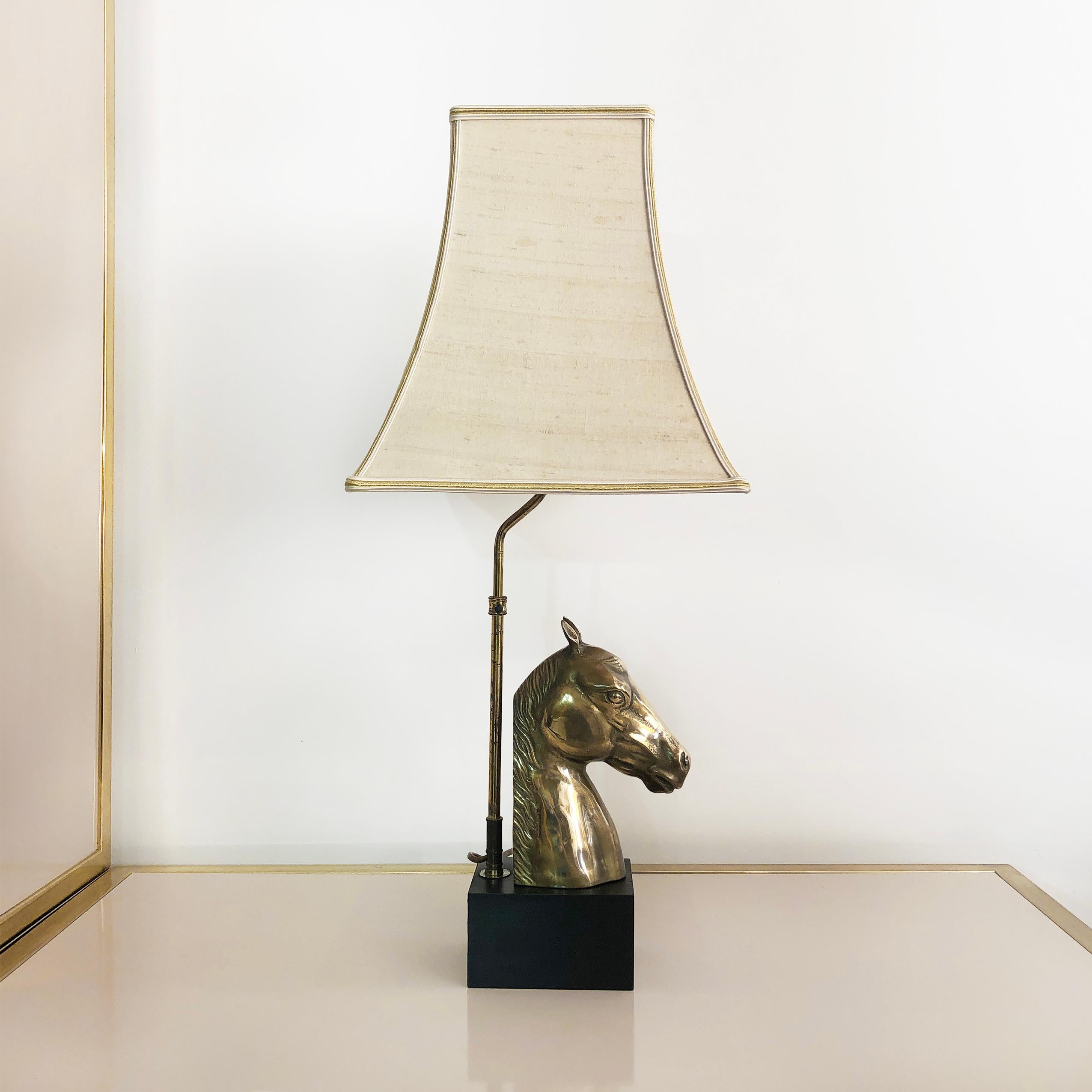 Brass Horse Chinoiserie Table Lamp 1970s Hollywood Regency Midcentury Antique For Sale 2