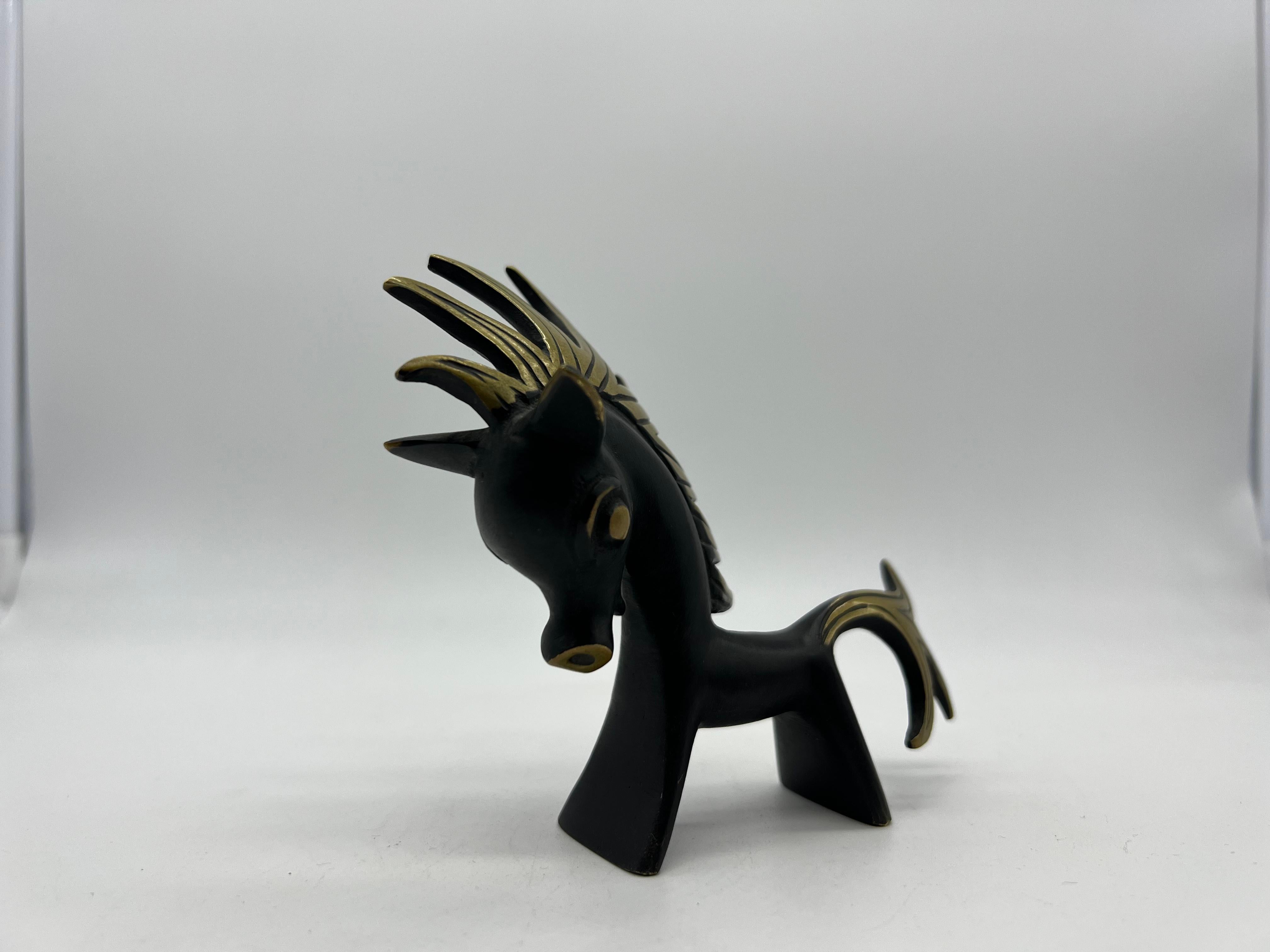 signed Brass horse figure by Walter Bosse for Hertha Baller, 1950s, rare, unique, good original condition.