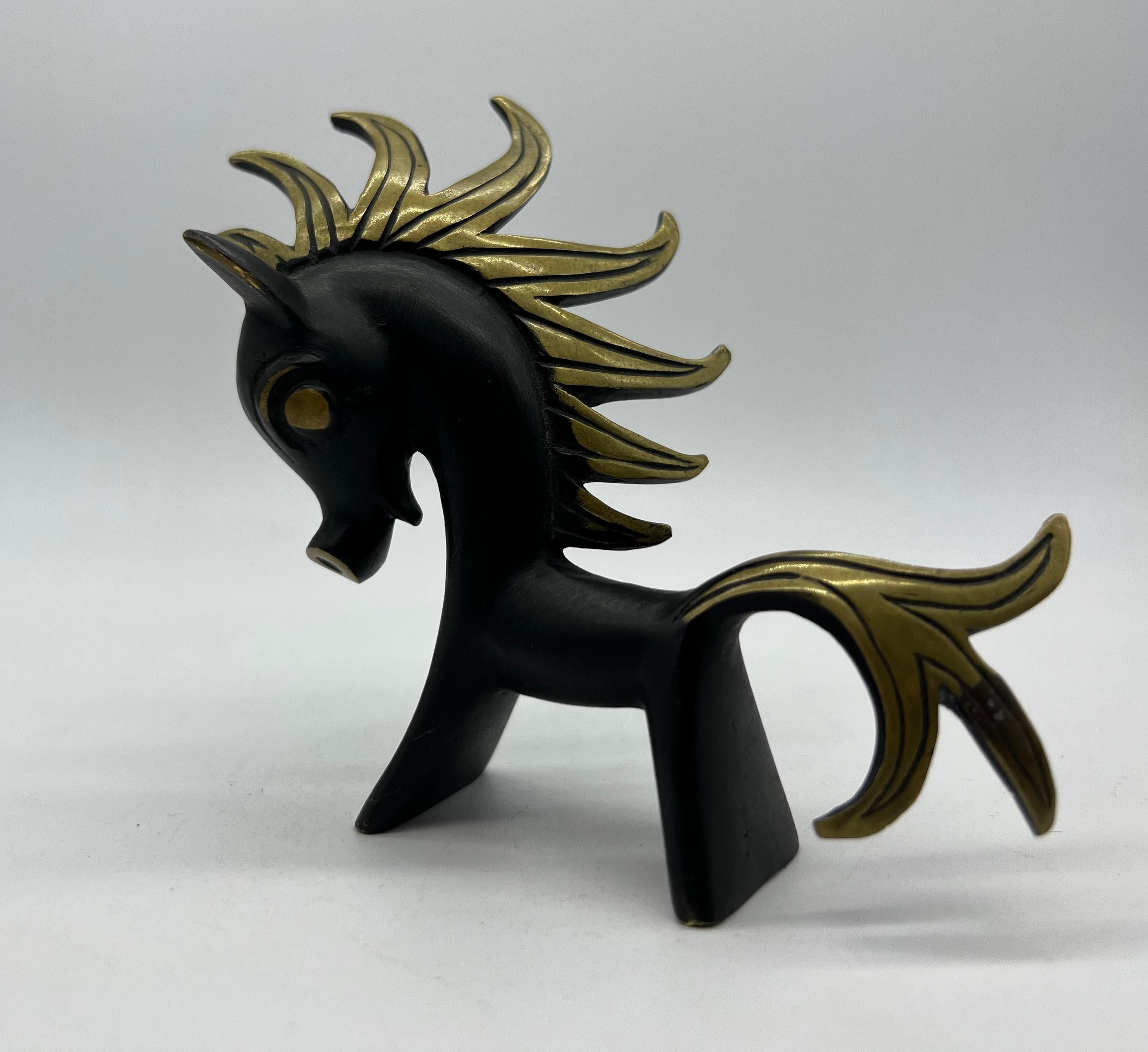 Brass Horse Figure by Walter Bosse for Hertha Baller, 1950s, signed In Good Condition In Vienna, AT