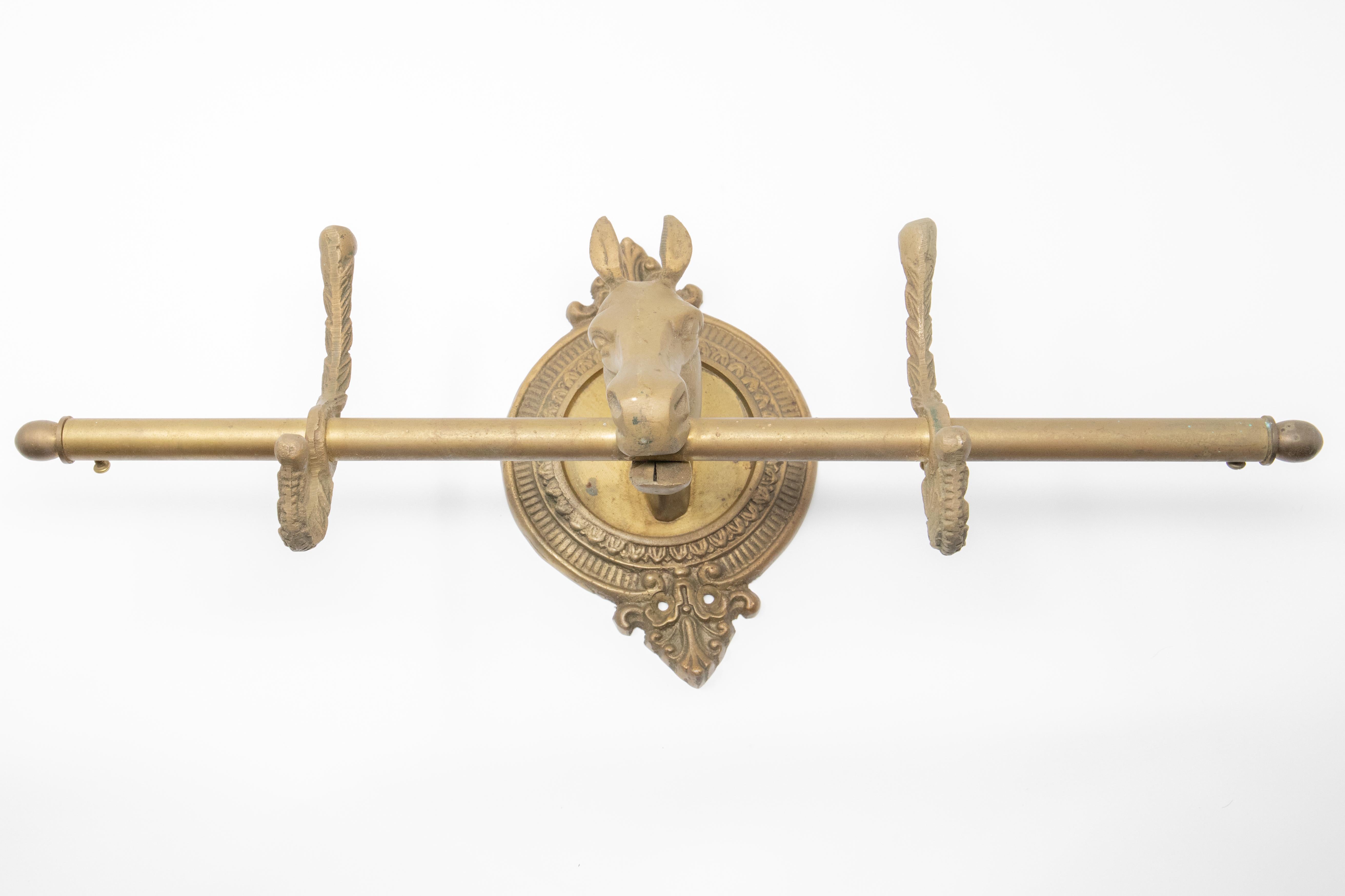 vintage brass horse head coat rack