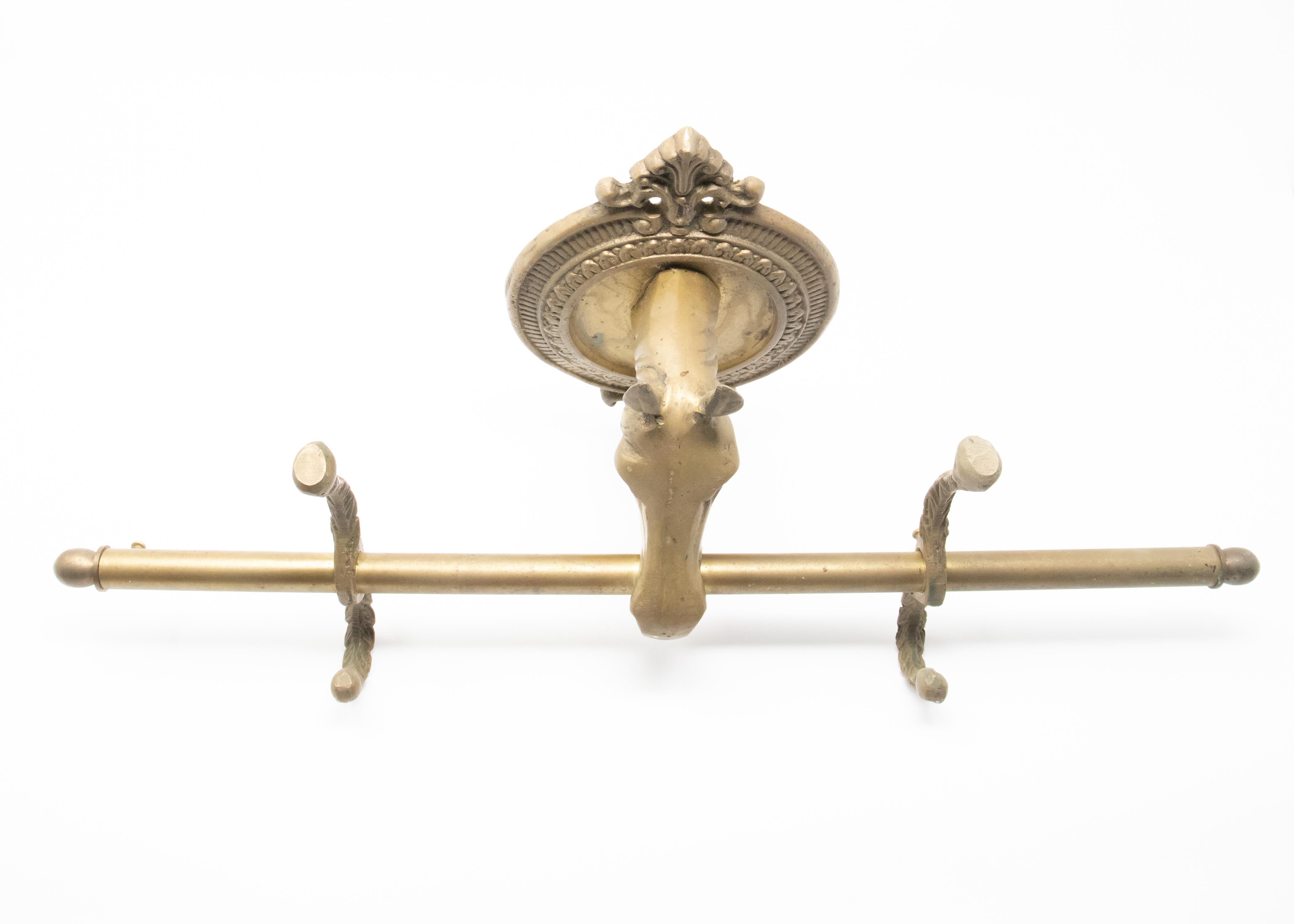 British Brass Horse Head Coat Rack