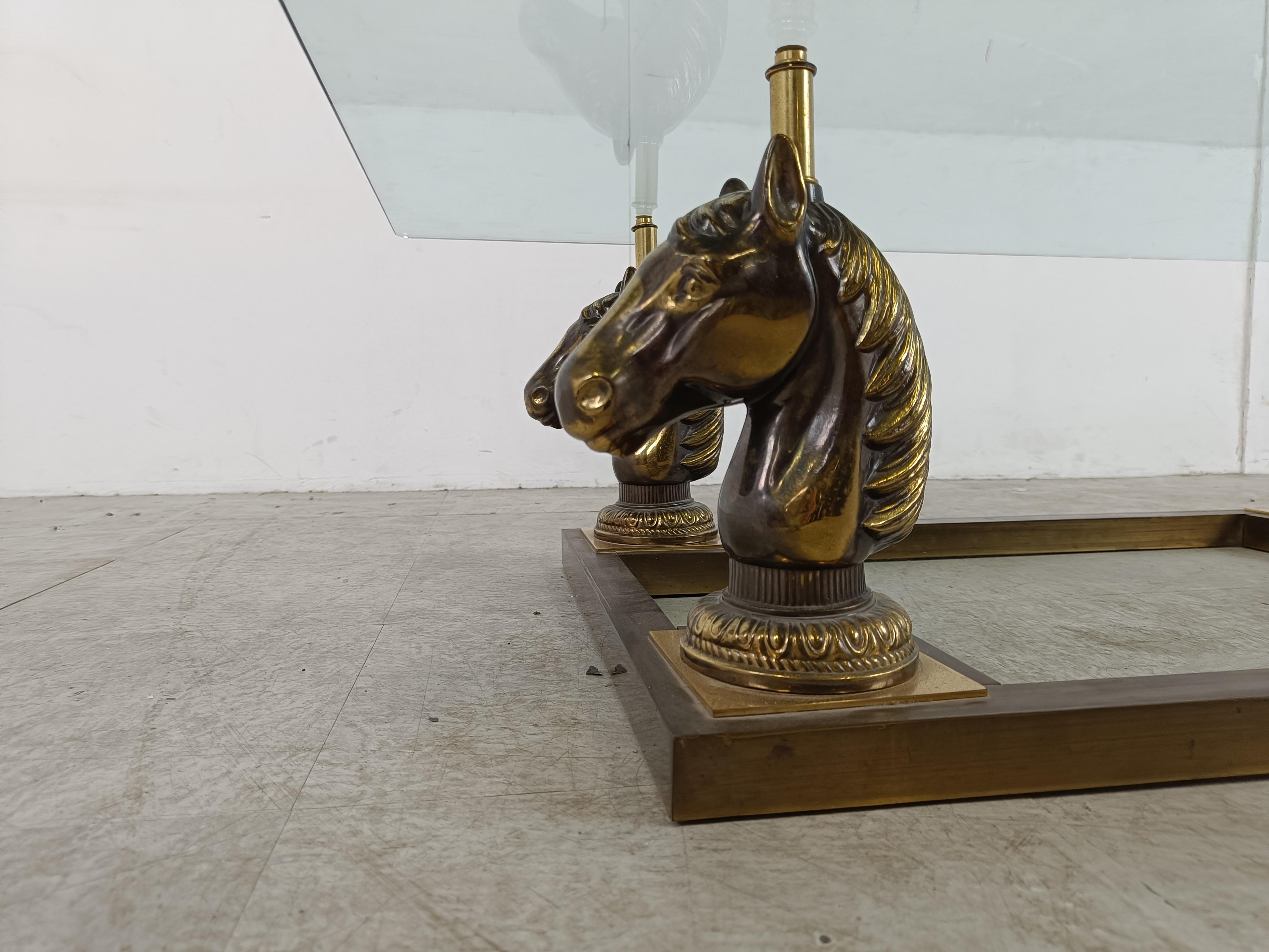 Brass horse head coffee table, 1970s 3