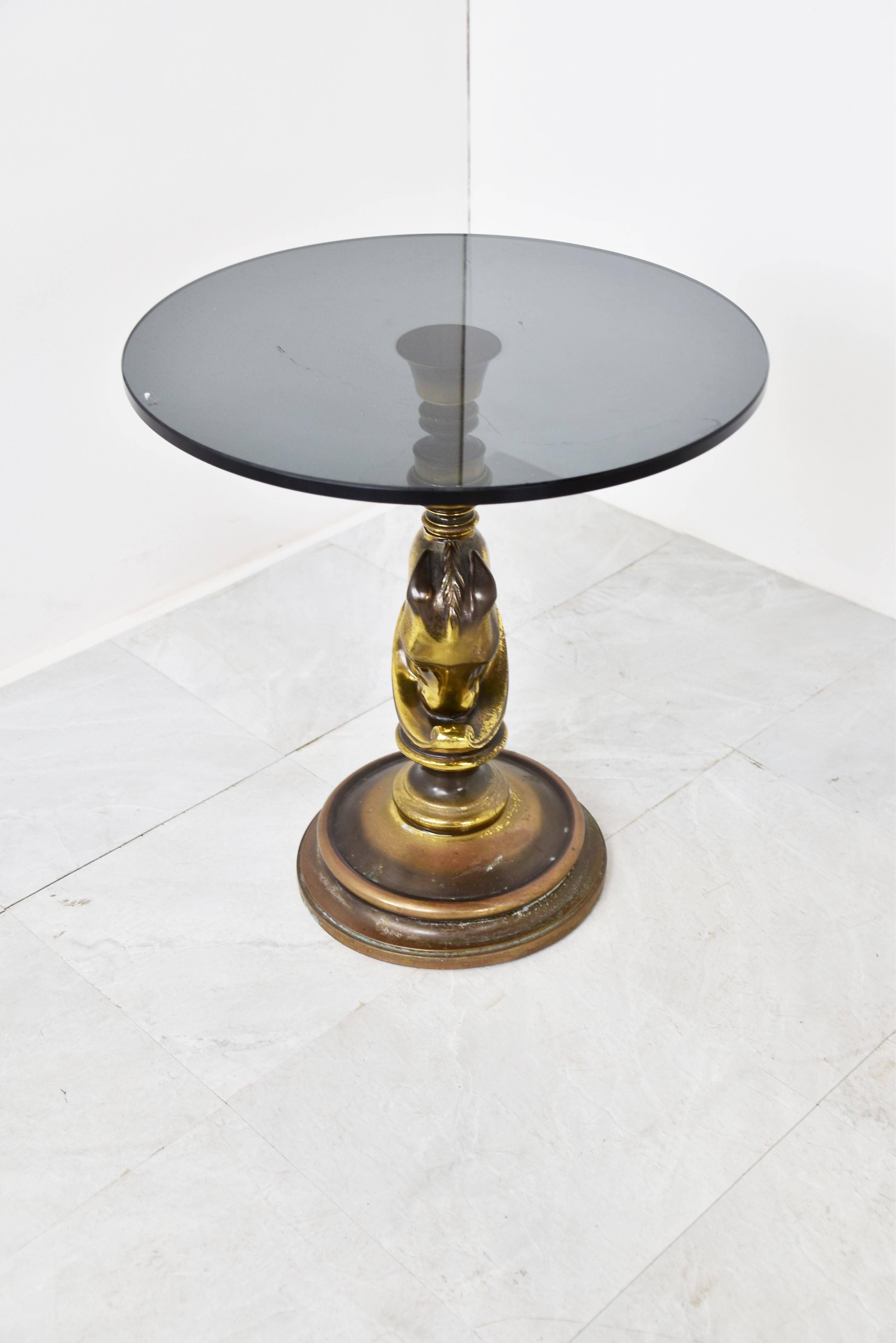 Late 20th Century Brass Horse Head Side Table, 1970s