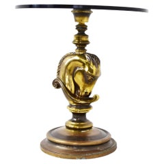Vintage Brass Horse Head Side Table, 1970s