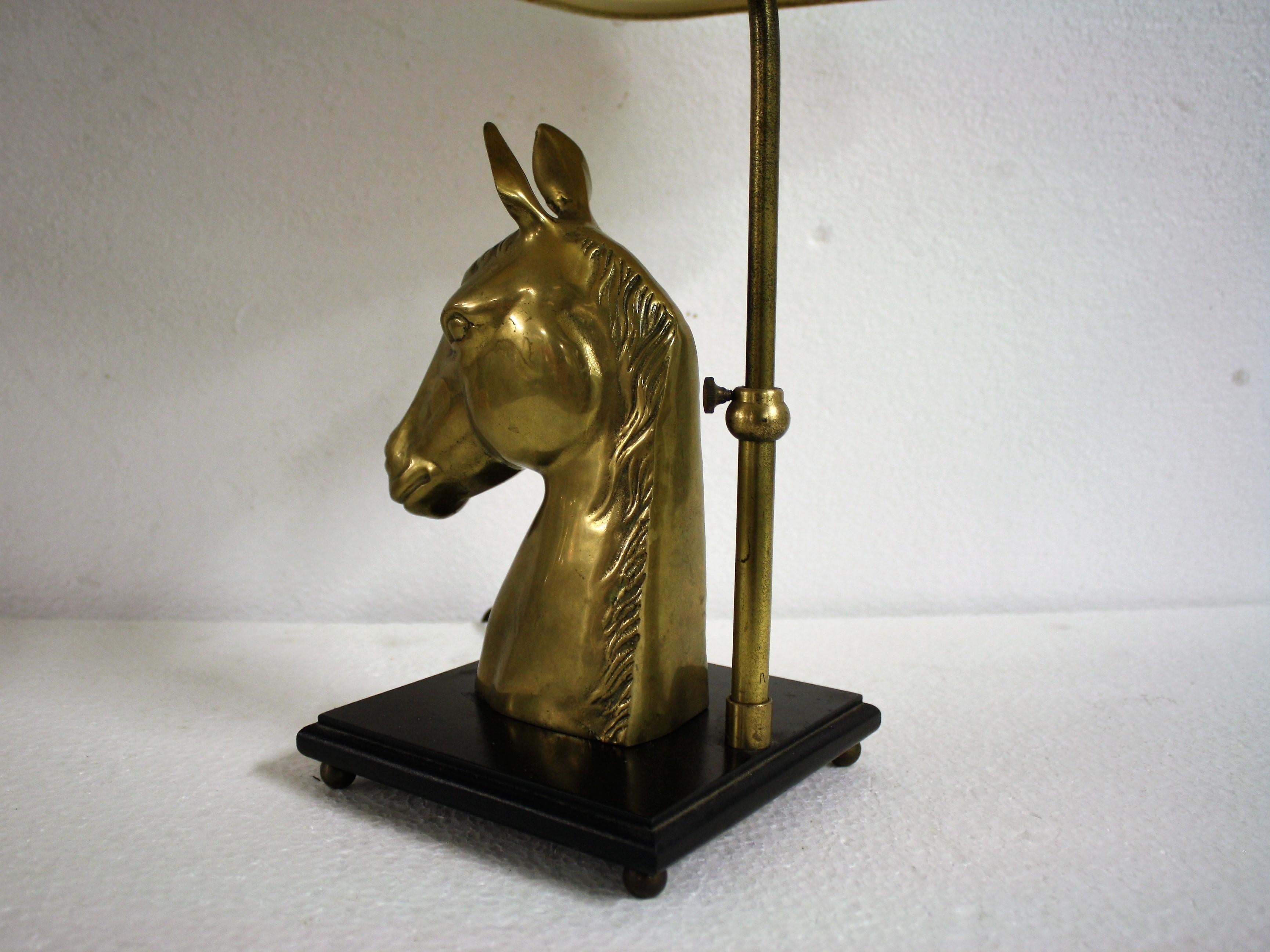 Brass Horse Head Table Lamp, 1970s, Belgium For Sale 1