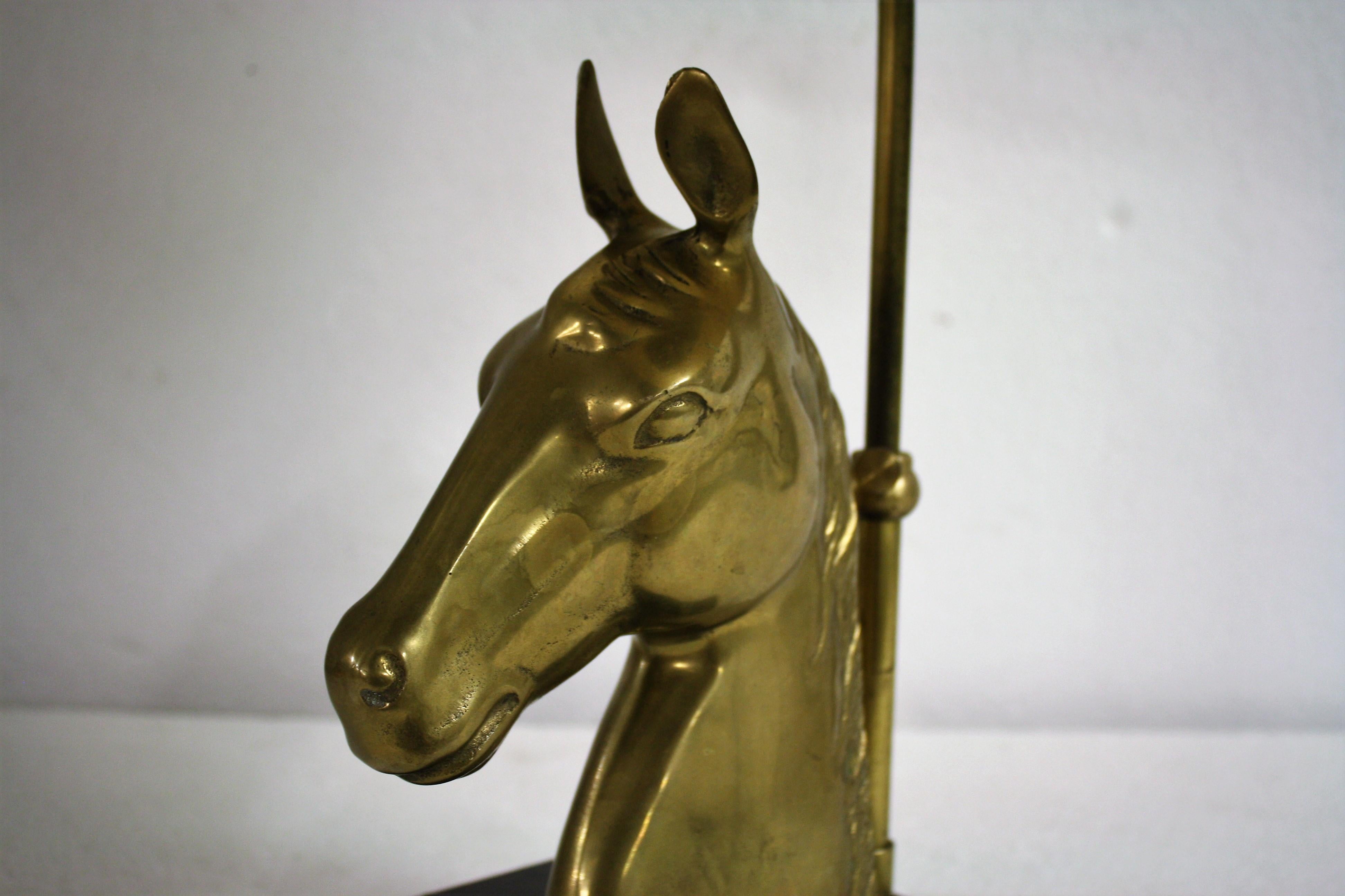 Brass Horse Head Table Lamp, 1970s, Belgium 5