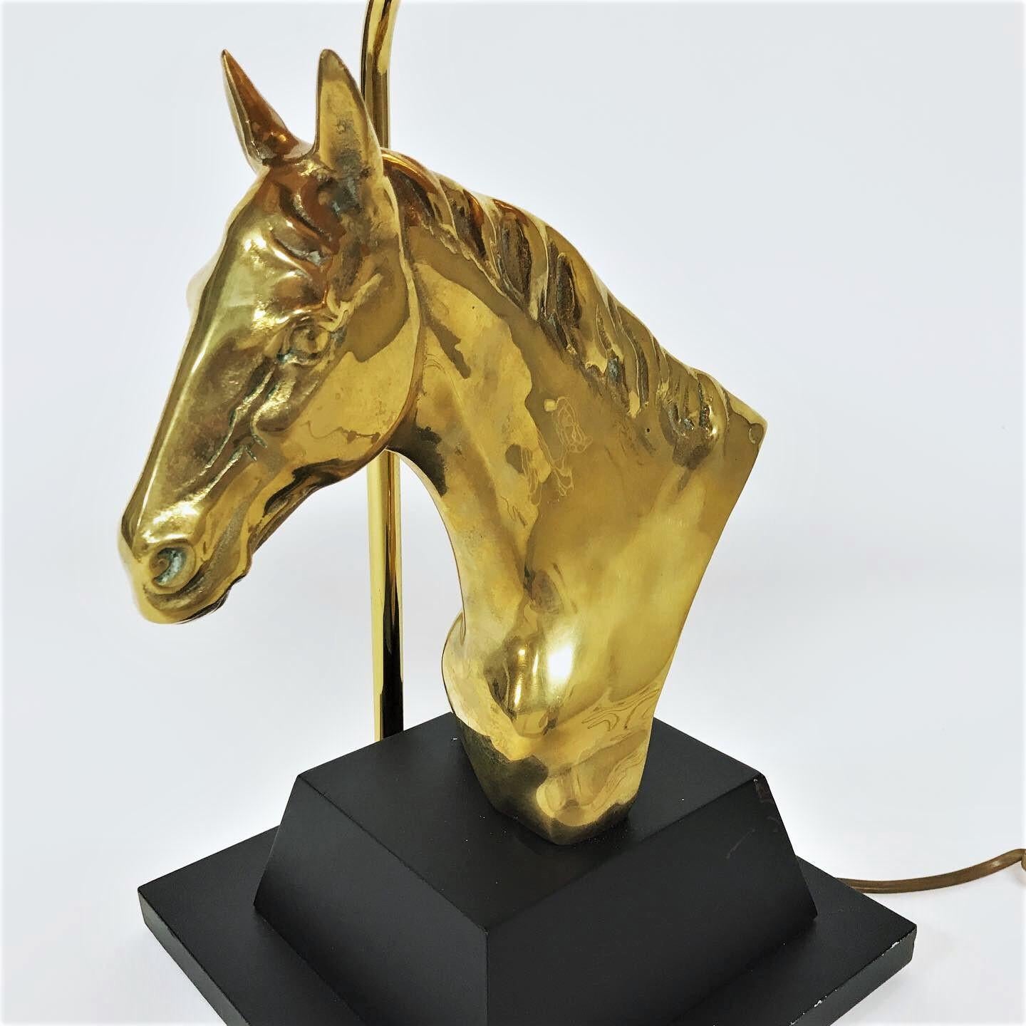 brass horse lamp