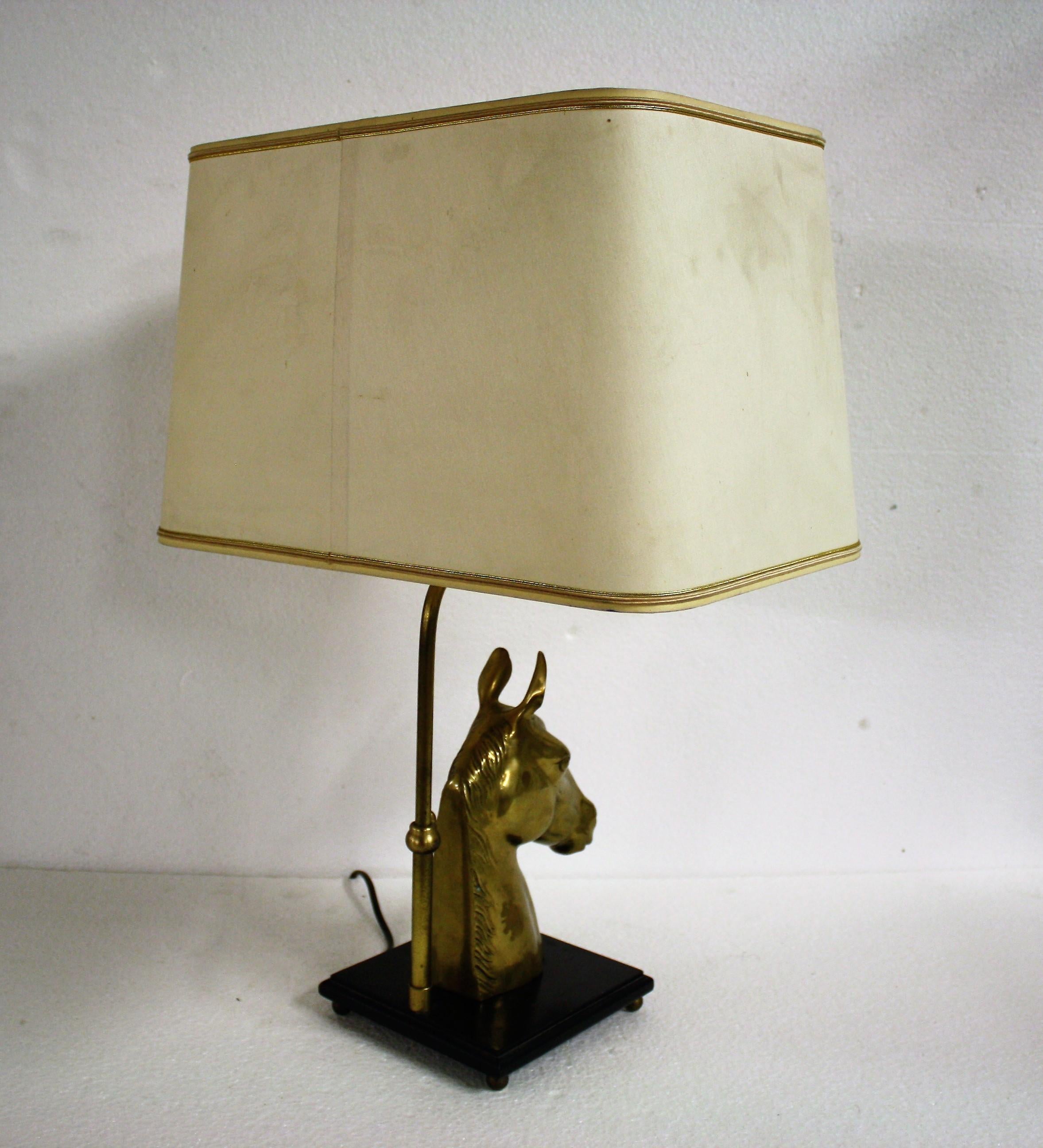Brass Horse Head Table Lamp, 1970s, Belgium In Good Condition In HEVERLEE, BE