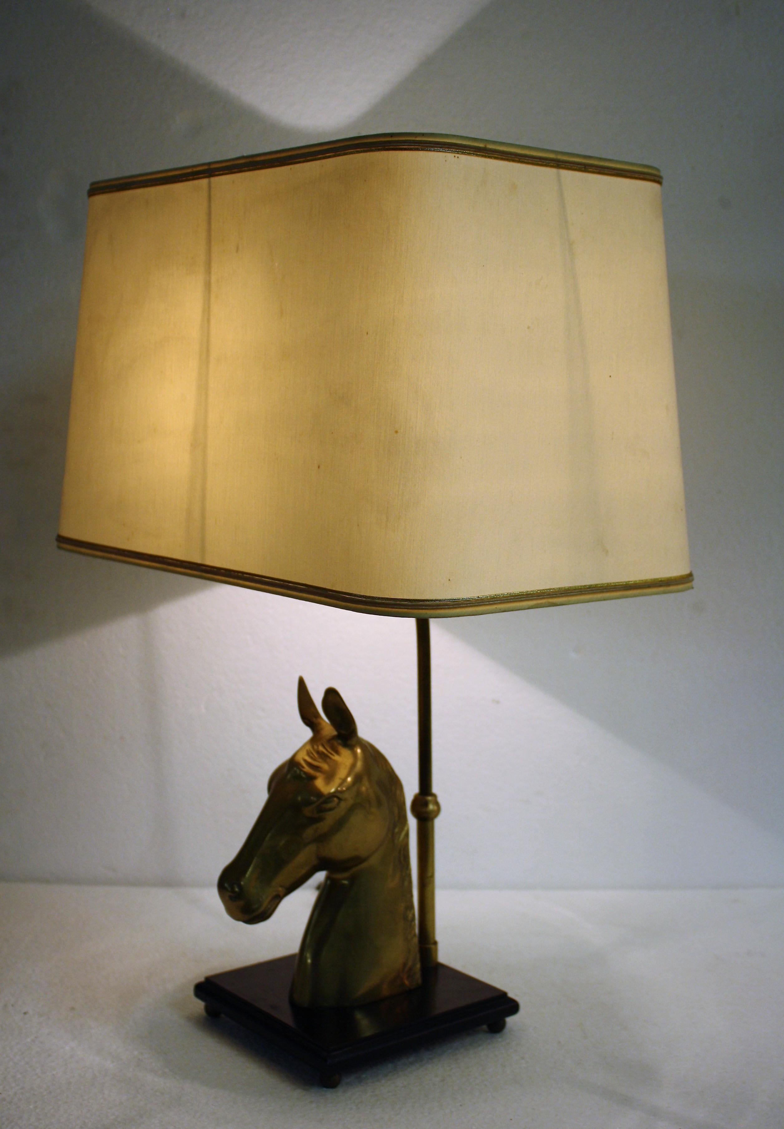 Late 20th Century Brass Horse Head Table Lamp, 1970s, Belgium