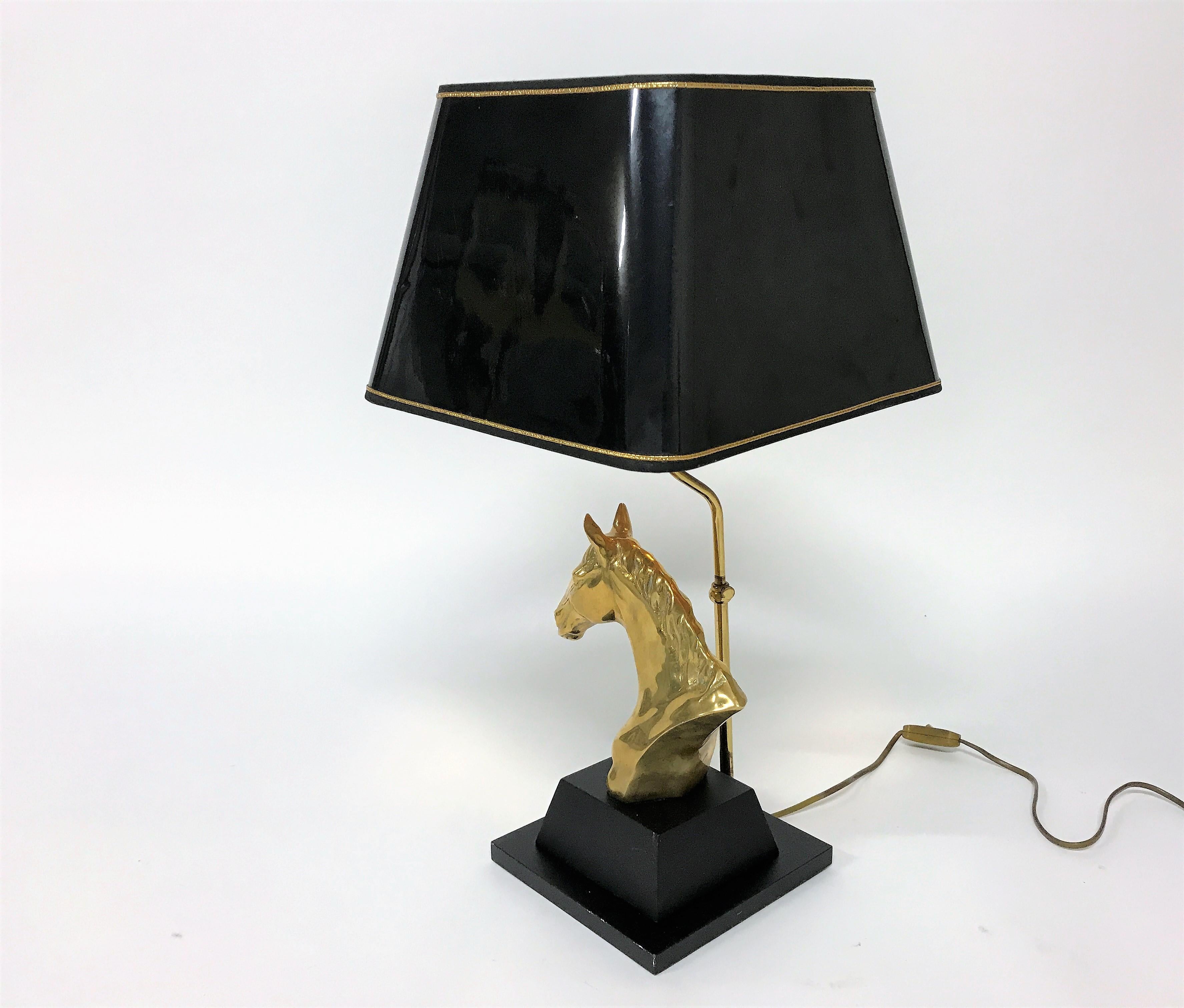 Brass Horse Head Table Lamp, 1970s Belgium In Excellent Condition In HEVERLEE, BE