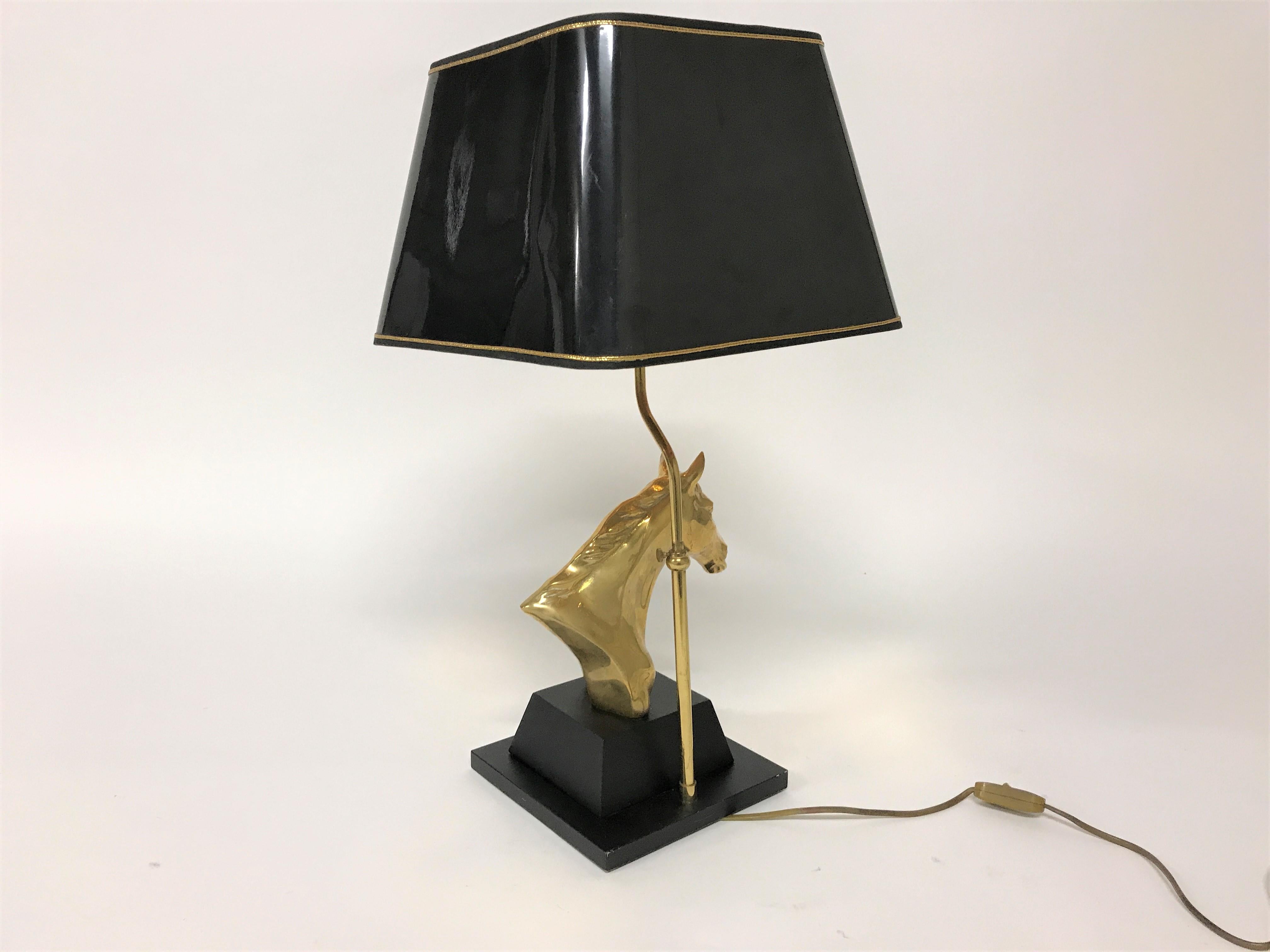 Late 20th Century Brass Horse Head Table Lamp, 1970s Belgium