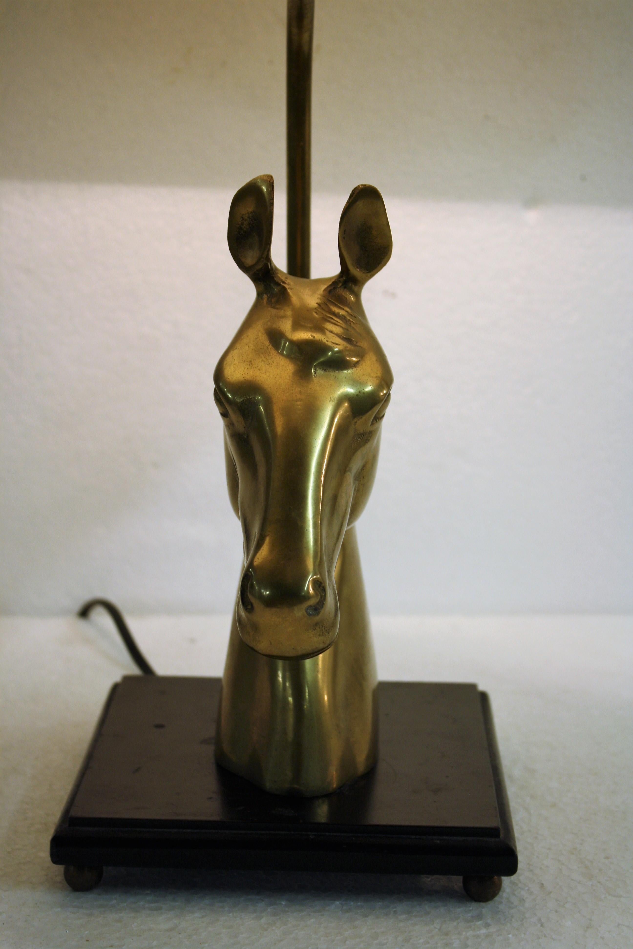 Belgian Brass Horse Head Table Lamp, 1970s, Belgium For Sale