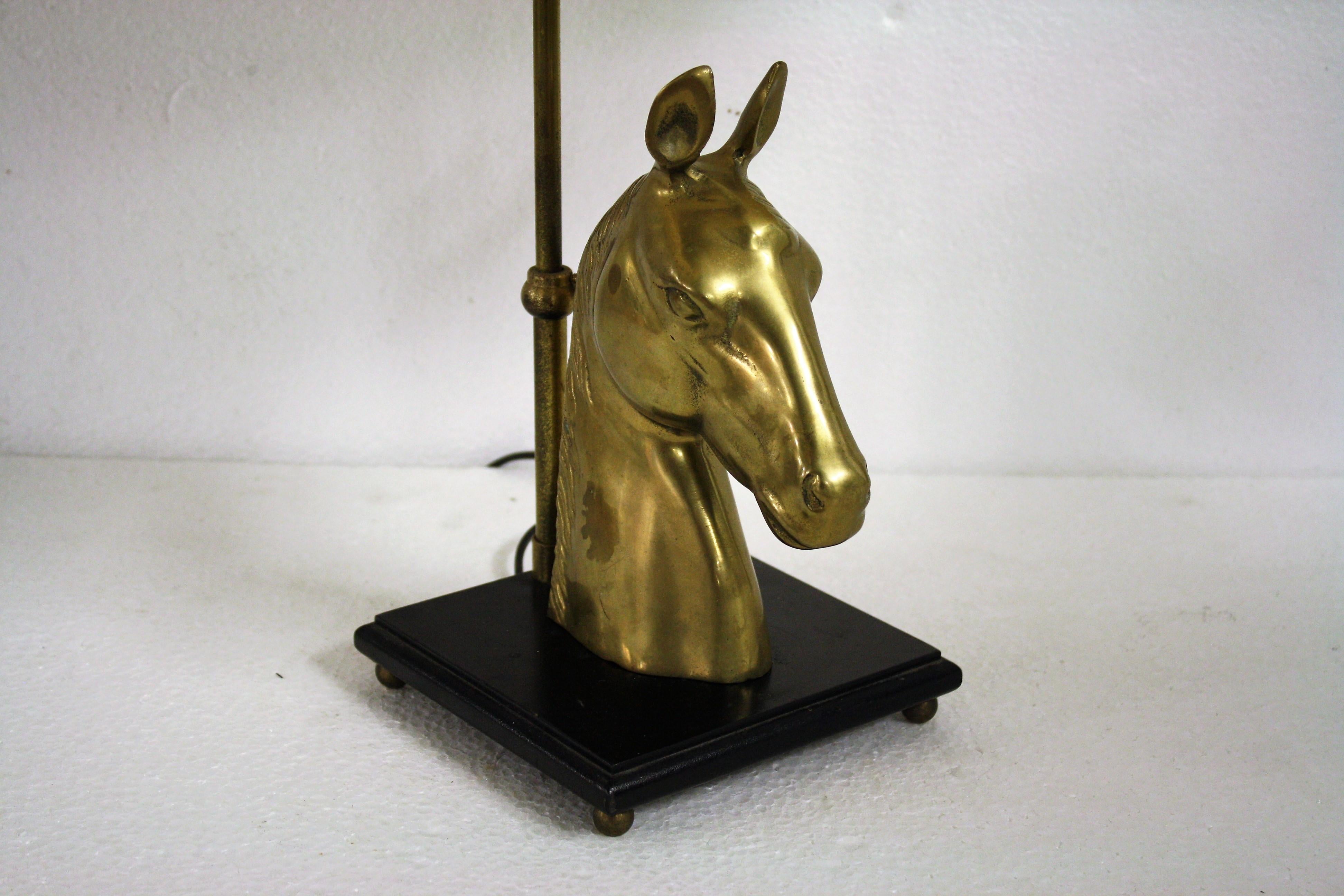 Brass Horse Head Table Lamp, 1970s, Belgium In Good Condition For Sale In HEVERLEE, BE