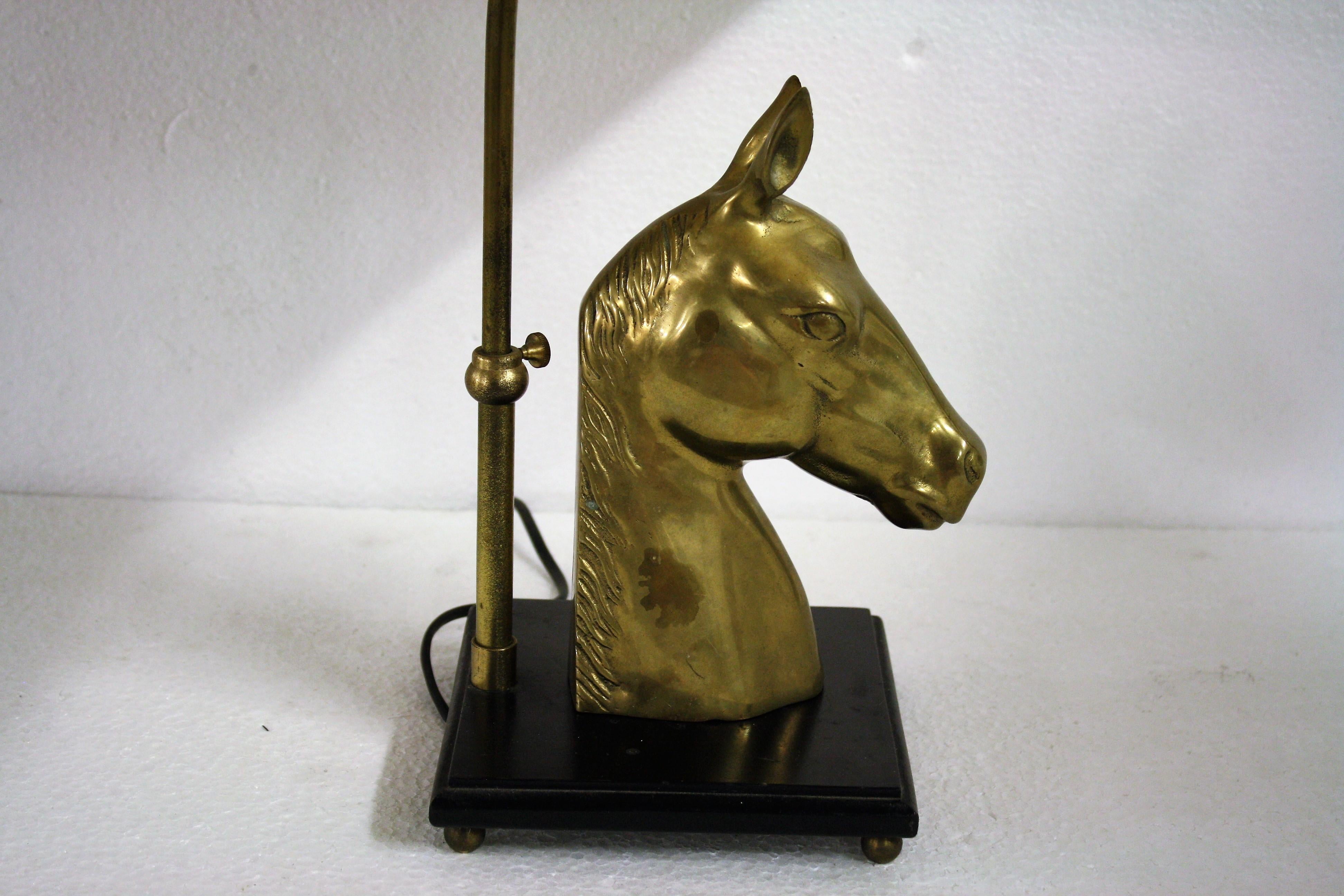Late 20th Century Brass Horse Head Table Lamp, 1970s, Belgium For Sale