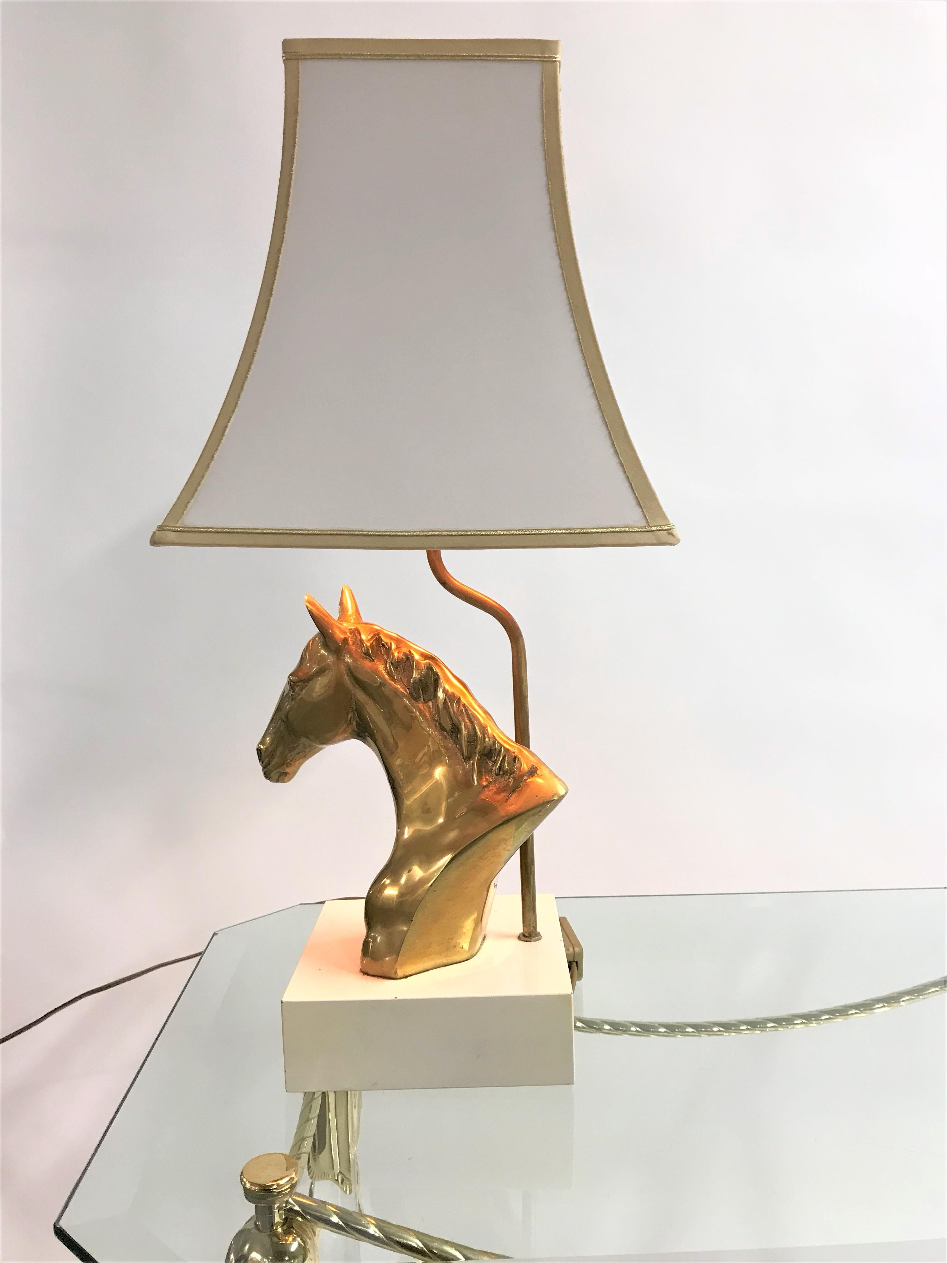 Brass Horse Head Table Lamp, Belgium, 1970s 1
