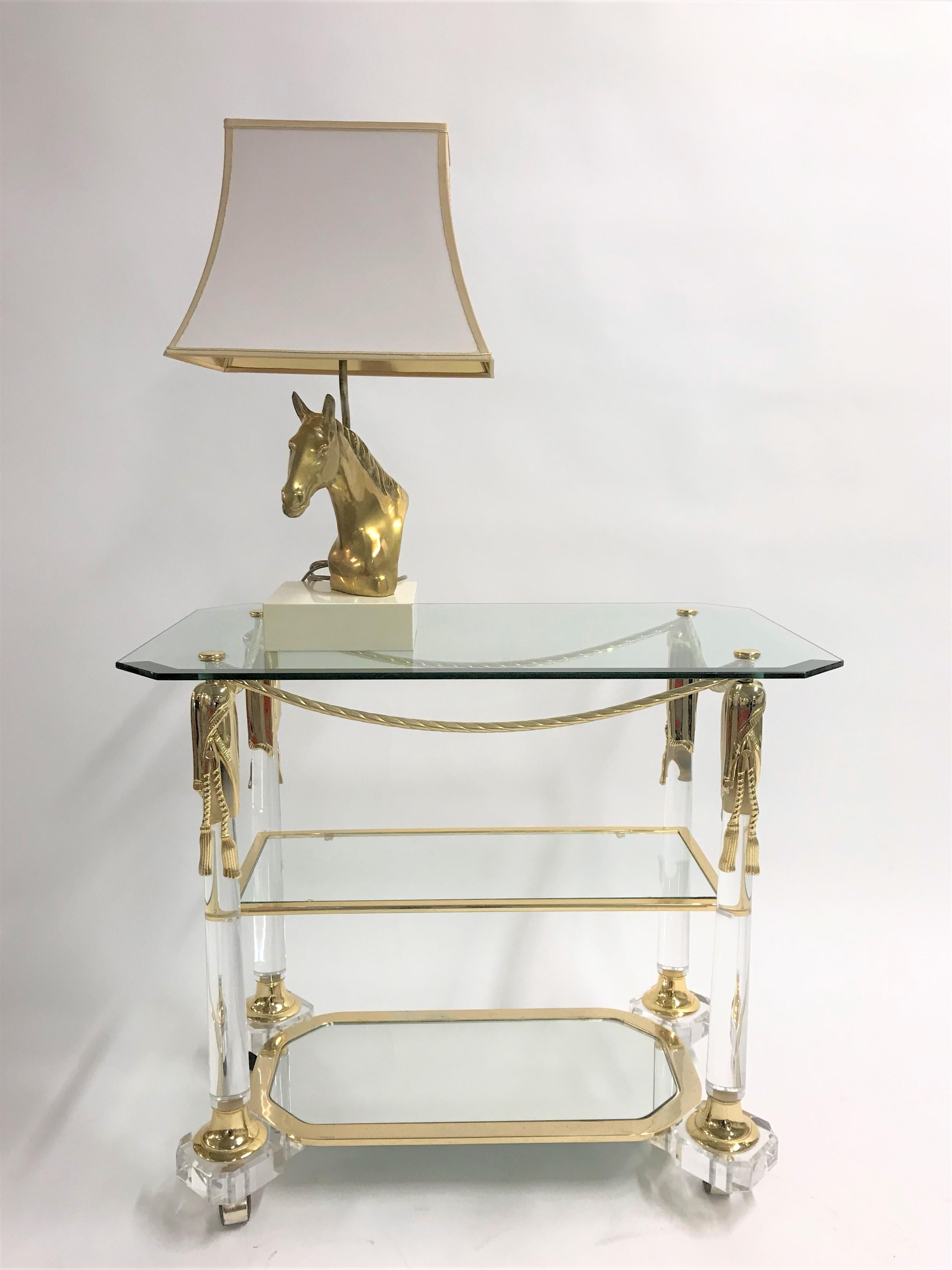Brass Horse Head Table Lamp, Belgium, 1970s 2