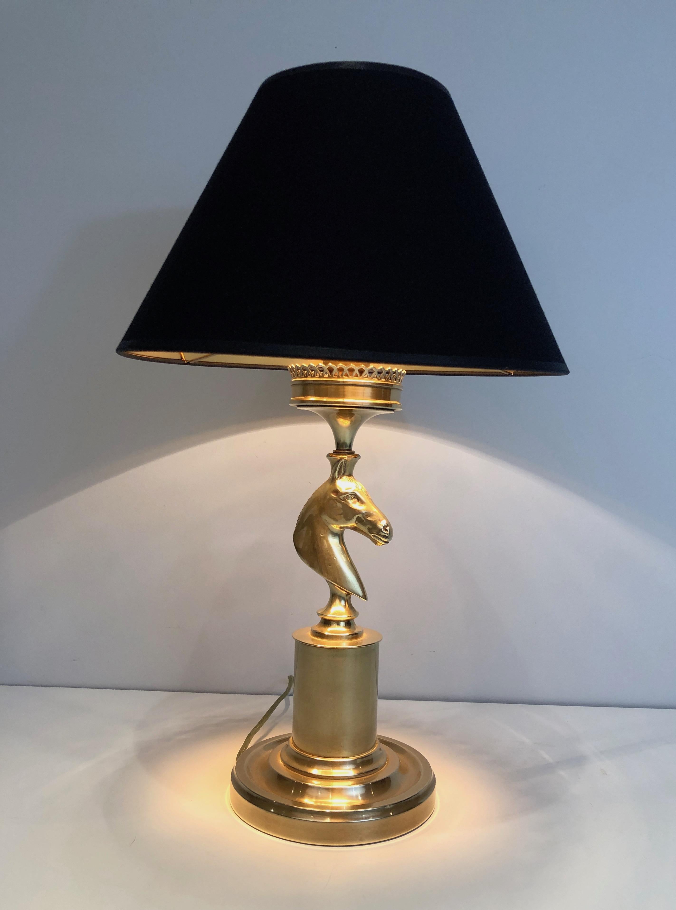 Brass Horse Head Table Lamp in the Style of Maison Charles 4