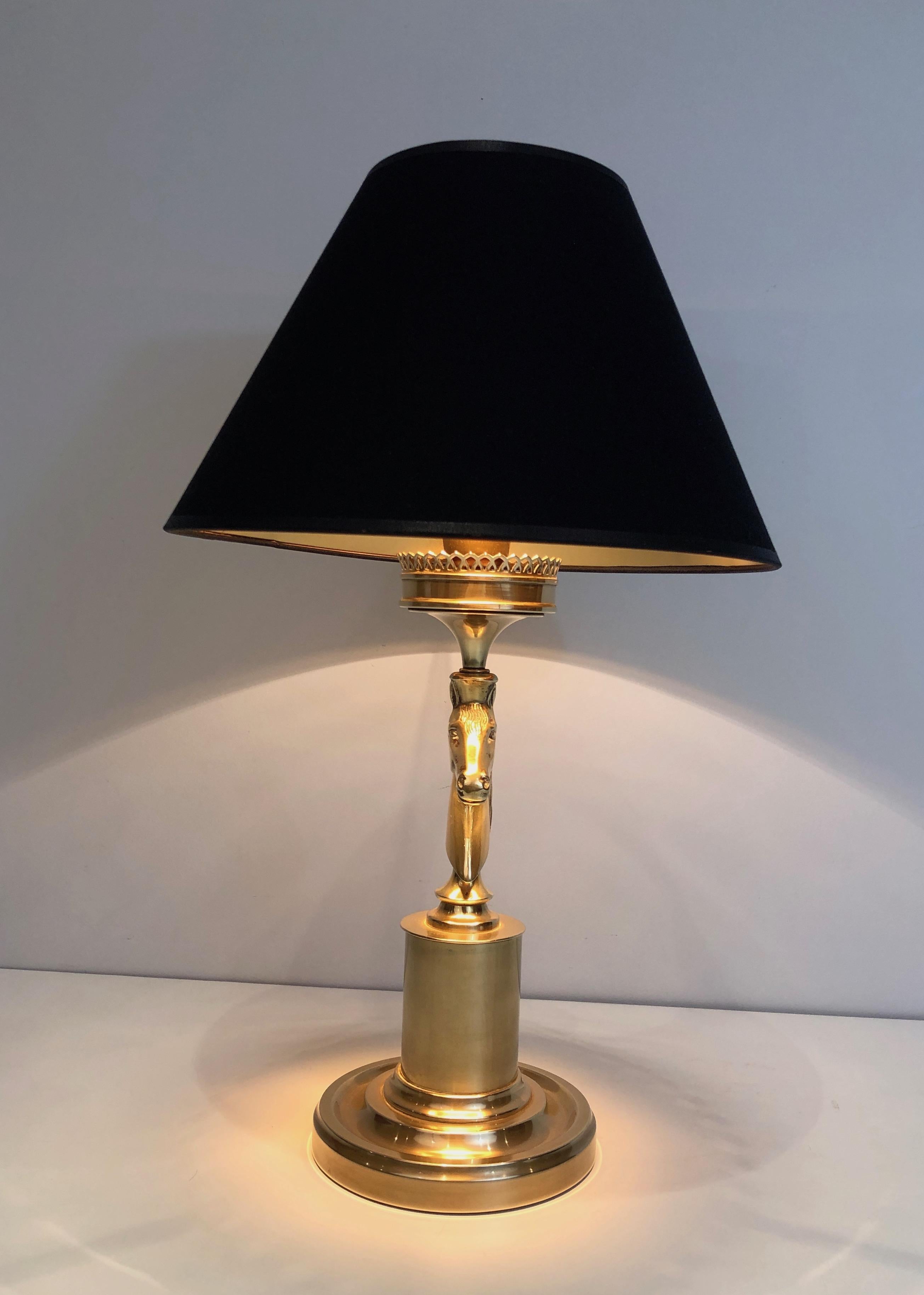 Brass Horse Head Table Lamp in the Style of Maison Charles 5