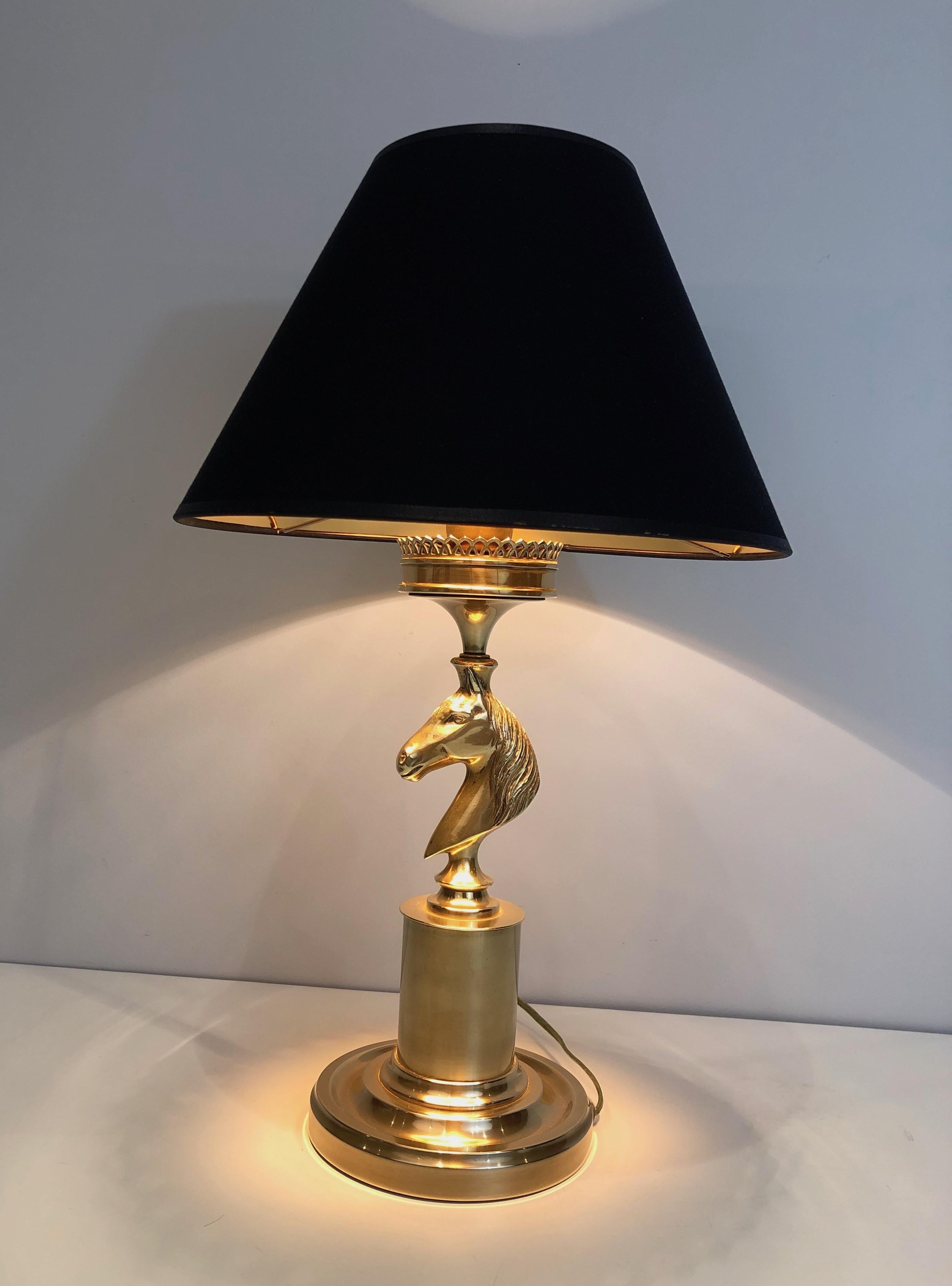 Brass Horse Head Table Lamp in the Style of Maison Charles 8
