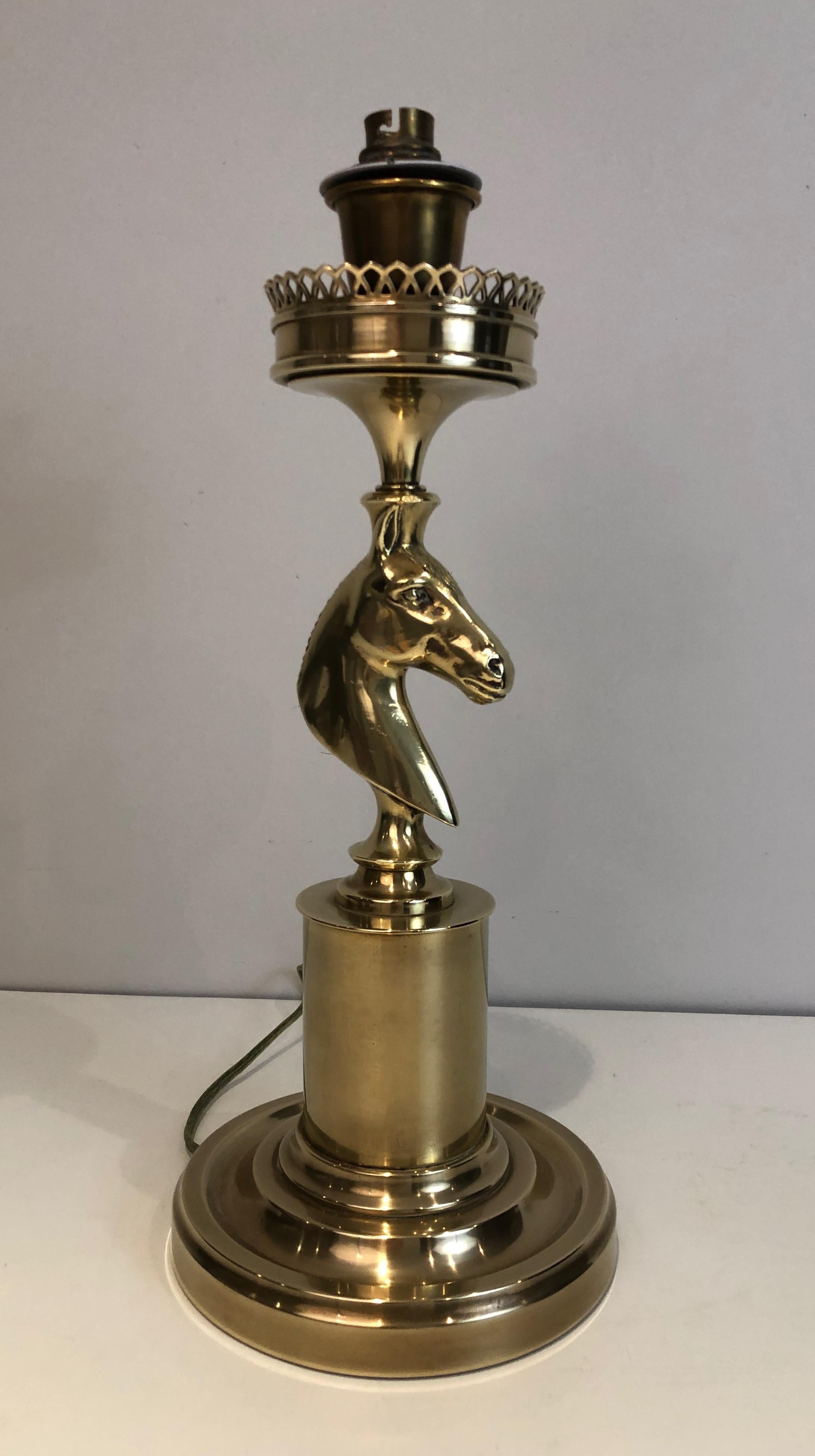 Brass Horse Head Table Lamp in the Style of Maison Charles 9