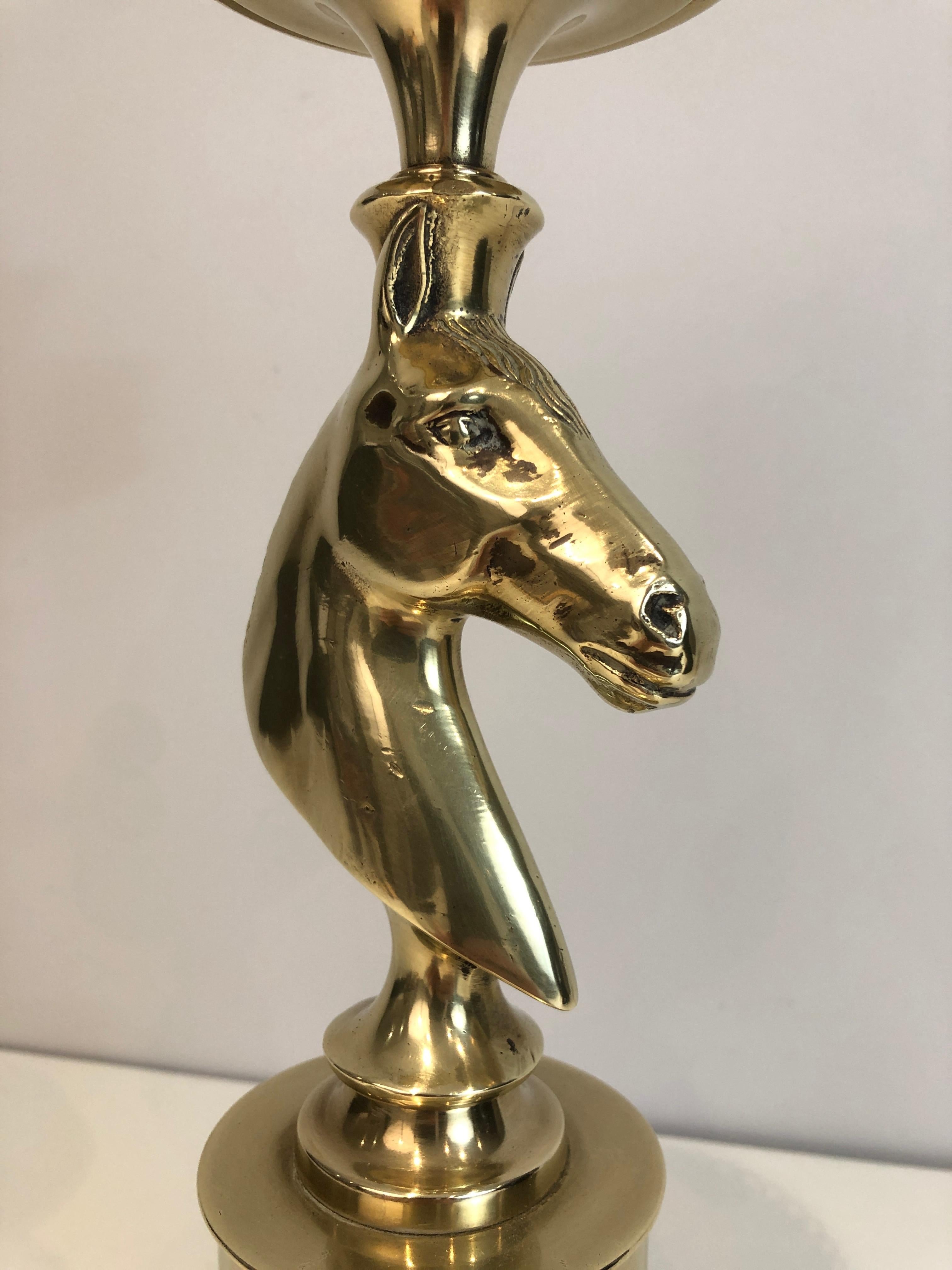 Brass Horse Head Table Lamp in the Style of Maison Charles 10
