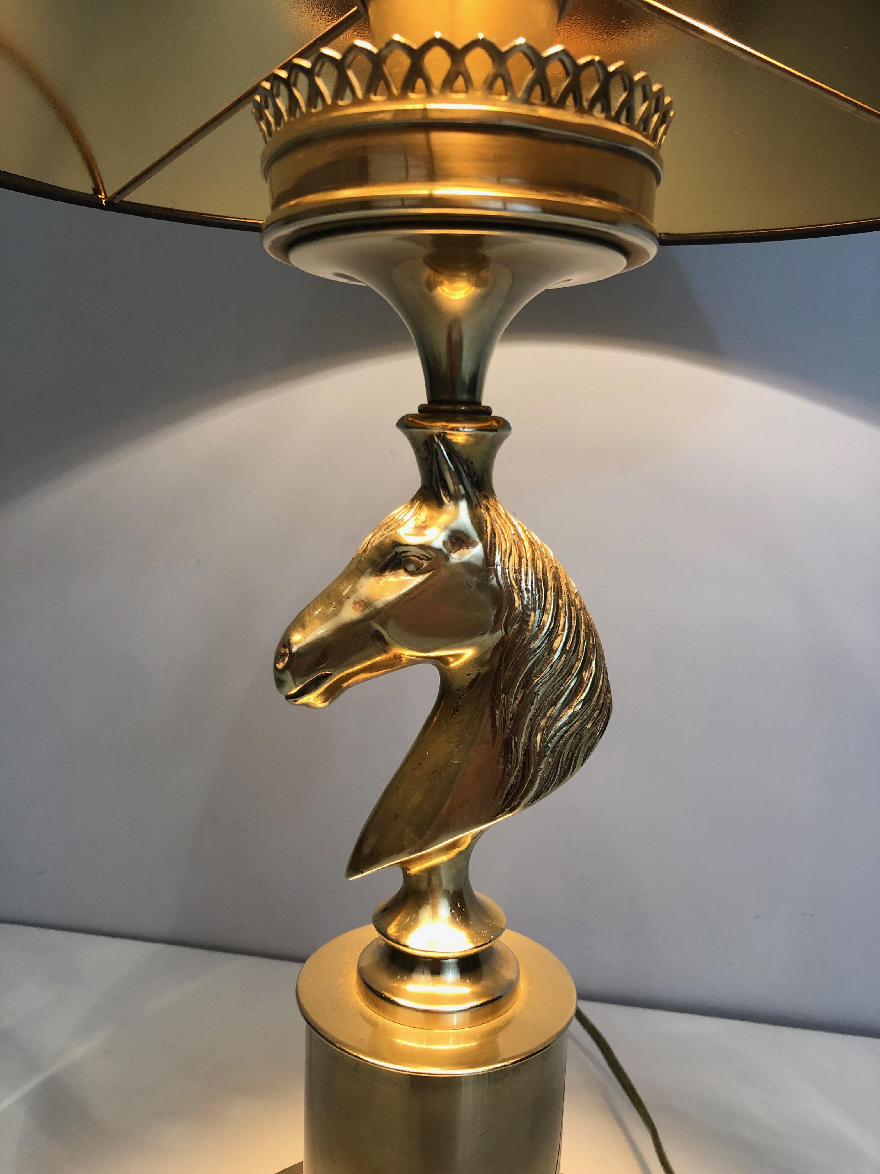Brass Horse Head Table Lamp in the Style of Maison Charles 11