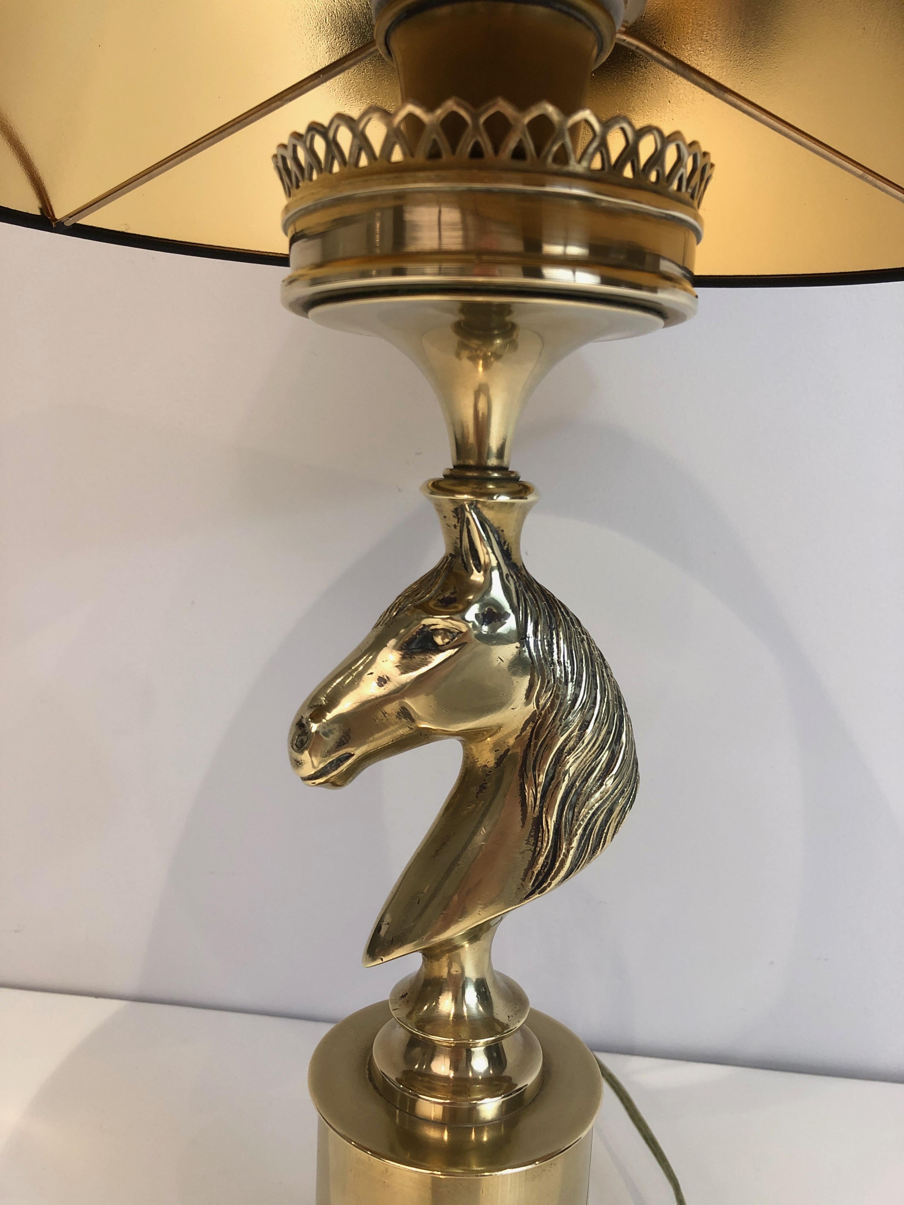 Neoclassical Brass Horse Head Table Lamp in the Style of Maison Charles