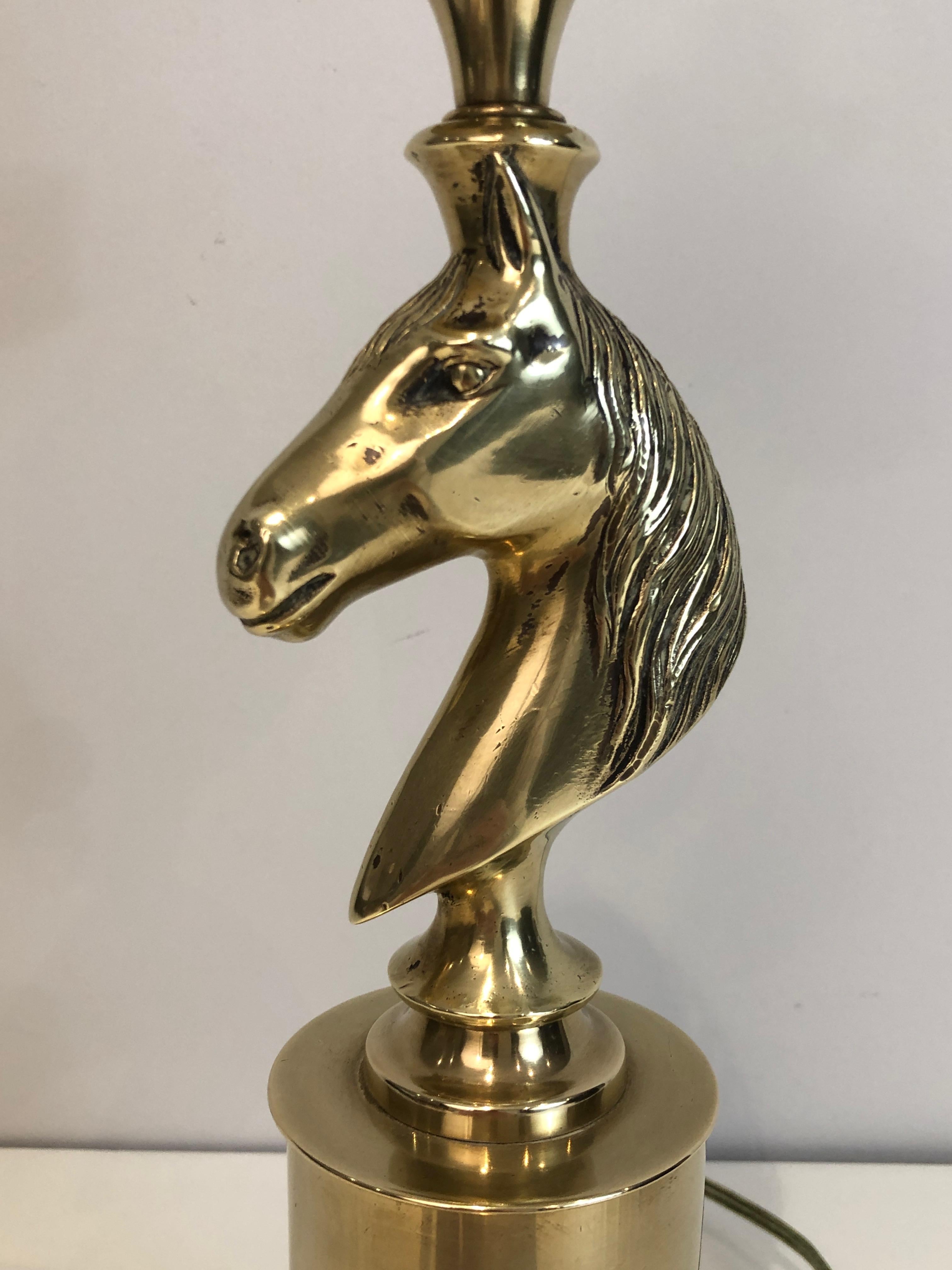 Late 20th Century Brass Horse Head Table Lamp in the Style of Maison Charles