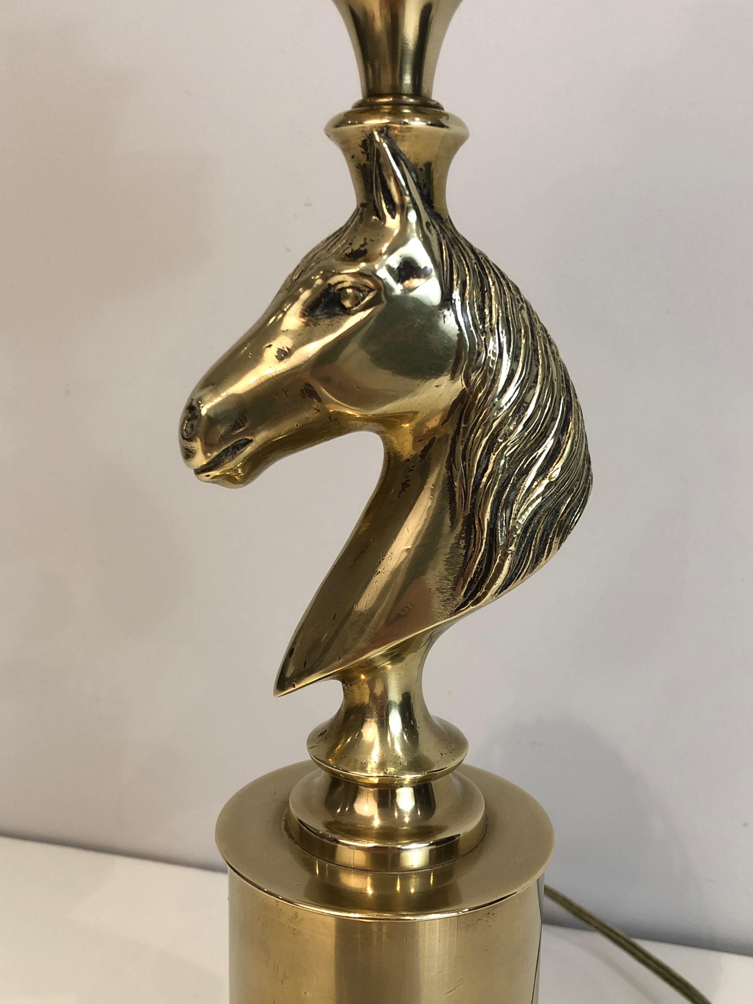 Brass Horse Head Table Lamp in the Style of Maison Charles 1