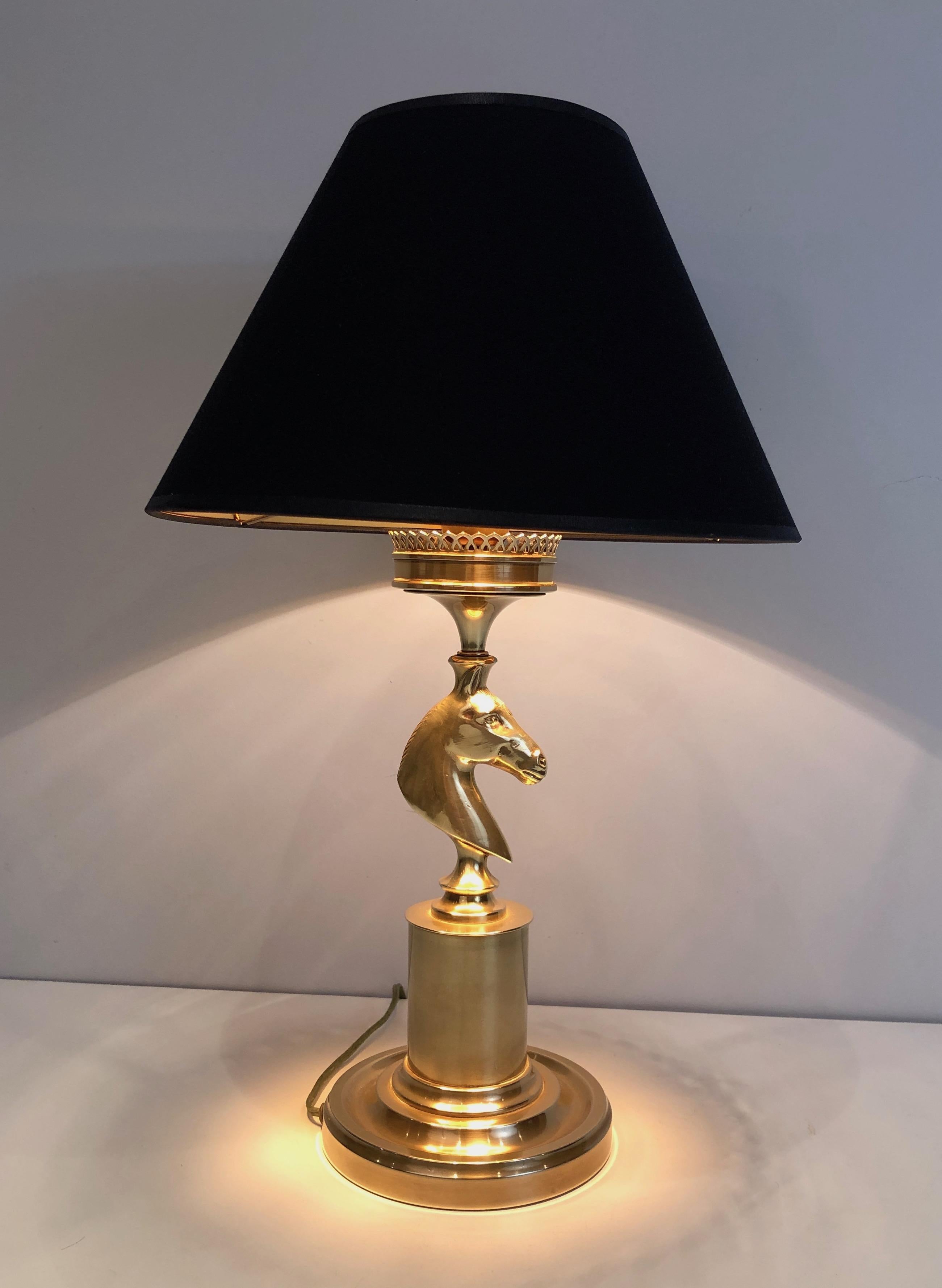 Brass Horse Head Table Lamp in the Style of Maison Charles 3