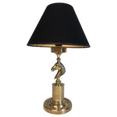 Vintage Brass Horse Head Table Lamp in the Style of Maison Charles